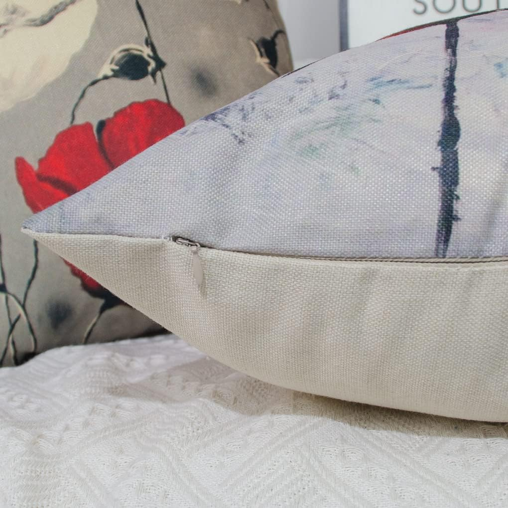 DILOXNSU Cushion Cover 50 X 50 Cm, Set of 4 Cushion Covers, Red Art Flower, Decorative Cushion, Modern Sofa Cushion, Linen Cushion Cover, Decorative Cushion, Aesthetic Couch Cushion, Cuddly Cushion image number 6