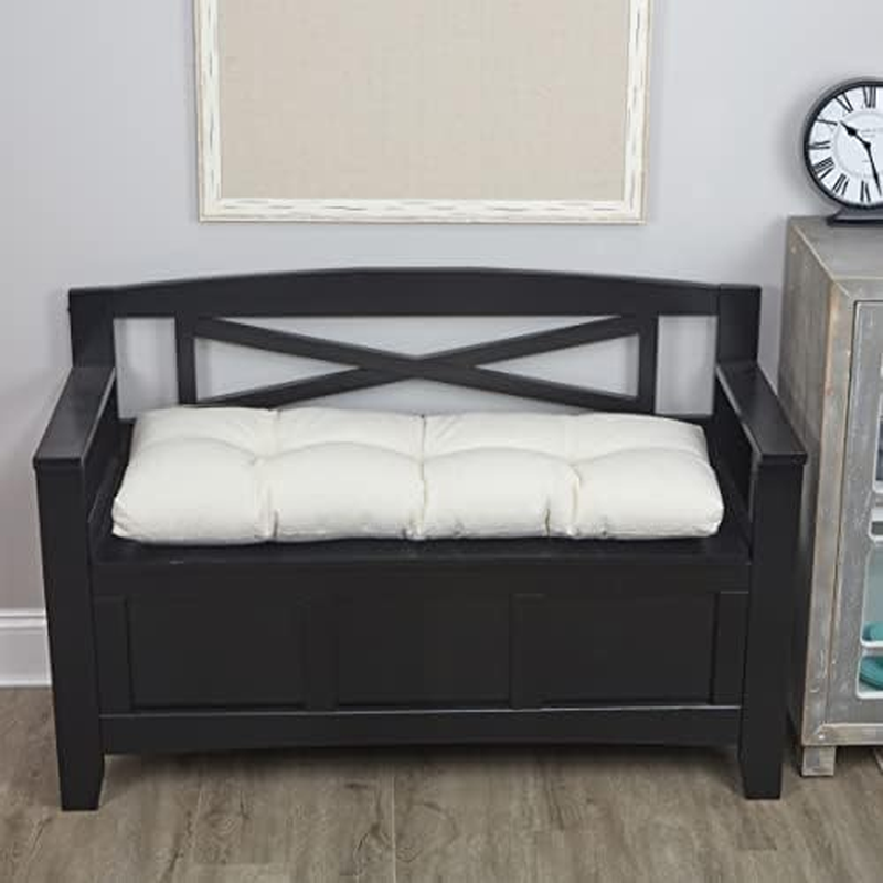 Klear Vu the Gripper Omega Non-Slip Tufted Bench Cushion for Indoor Furniture, Entryway Storage, Bay Window, Corner Nook or Piano Seat, 35 Inches, 01 Ivory image number 1