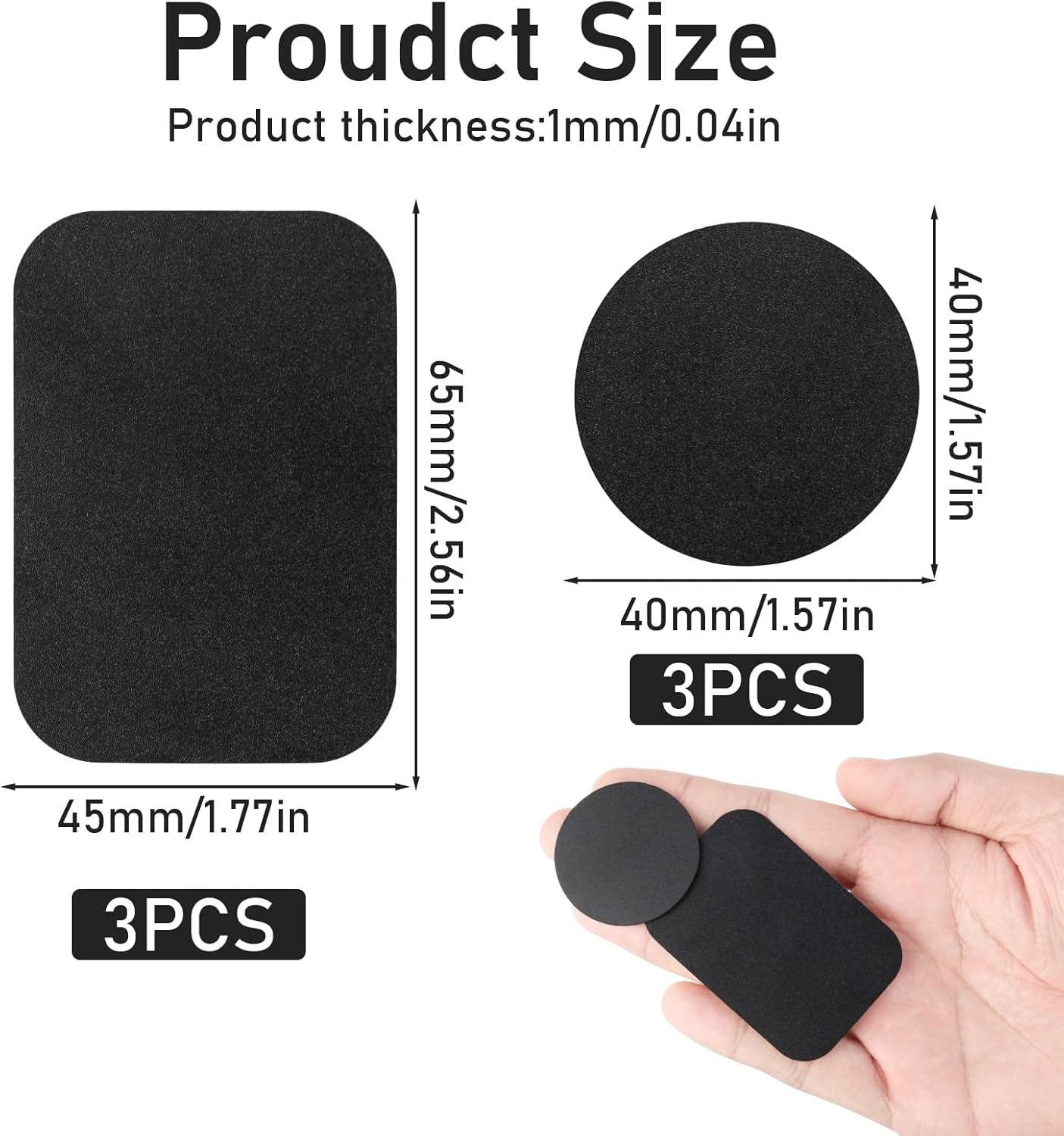 6 Pcs Strong Adhesive Sticker Magnet Holder for Car & Phone - Rustproof & Waterproof Metal Plate for Phone Mount (3 round and 3 Rectangular) image number 2