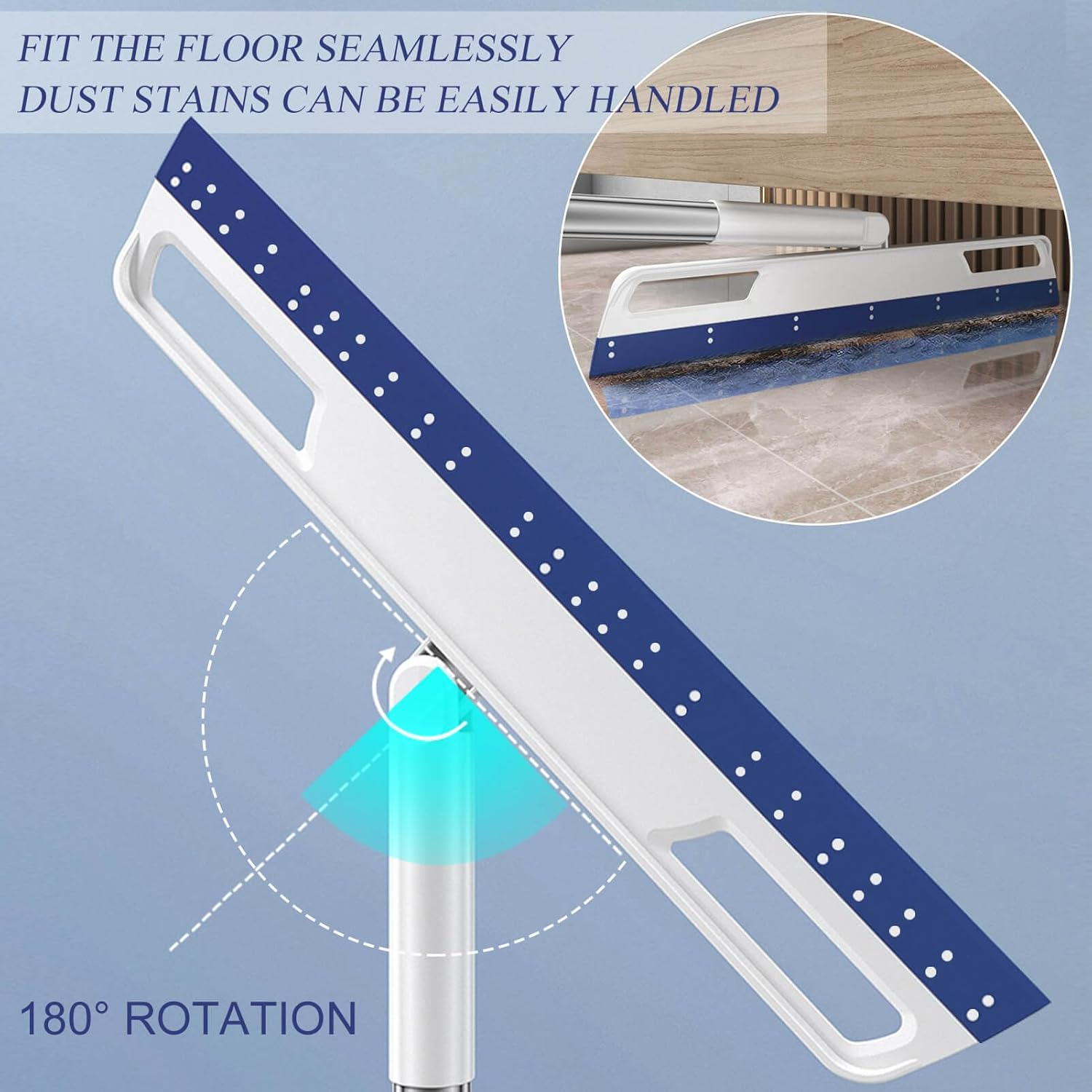 Multifunction Magic Broom, 3-In-1 Adjustable Indoor Broom Sweeper, Detachable Floor Squeegee Glass Wiper, Washable Scraping Brooms for Tile Windows, Pet Hair Remover (Blue) image number 4