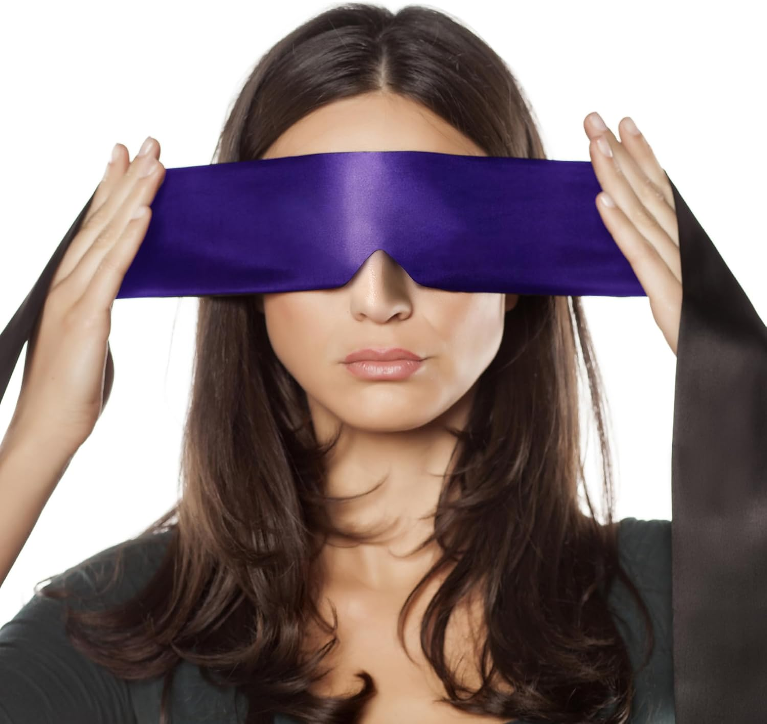 FRESHME Satin Sleep Mask - Comfortable Eye Mask Blindfold for Women Men Soft Adjustable Blackout Eye Cover Shade for Night Sleeping Travel Meditation Pure Black Valentine'S Day Gift 160Cm/63In