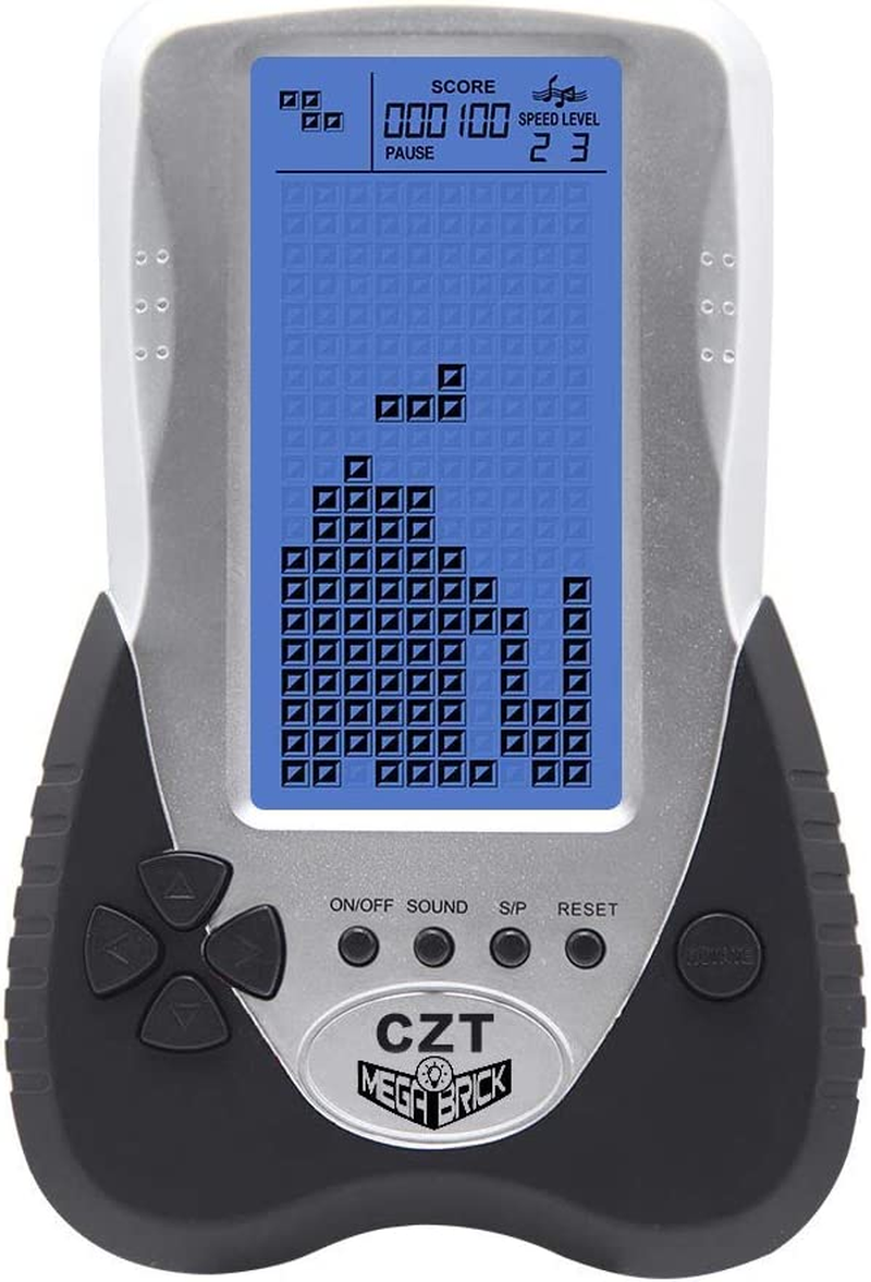 CZT Upgraded Version of Large-Screen Brick Game Console with Adjustable Blue Backlight Support Plug-In Headset Built-In 23 Games Rechargeable Nostalgic Leisurely Puzzle Children'S Gift
