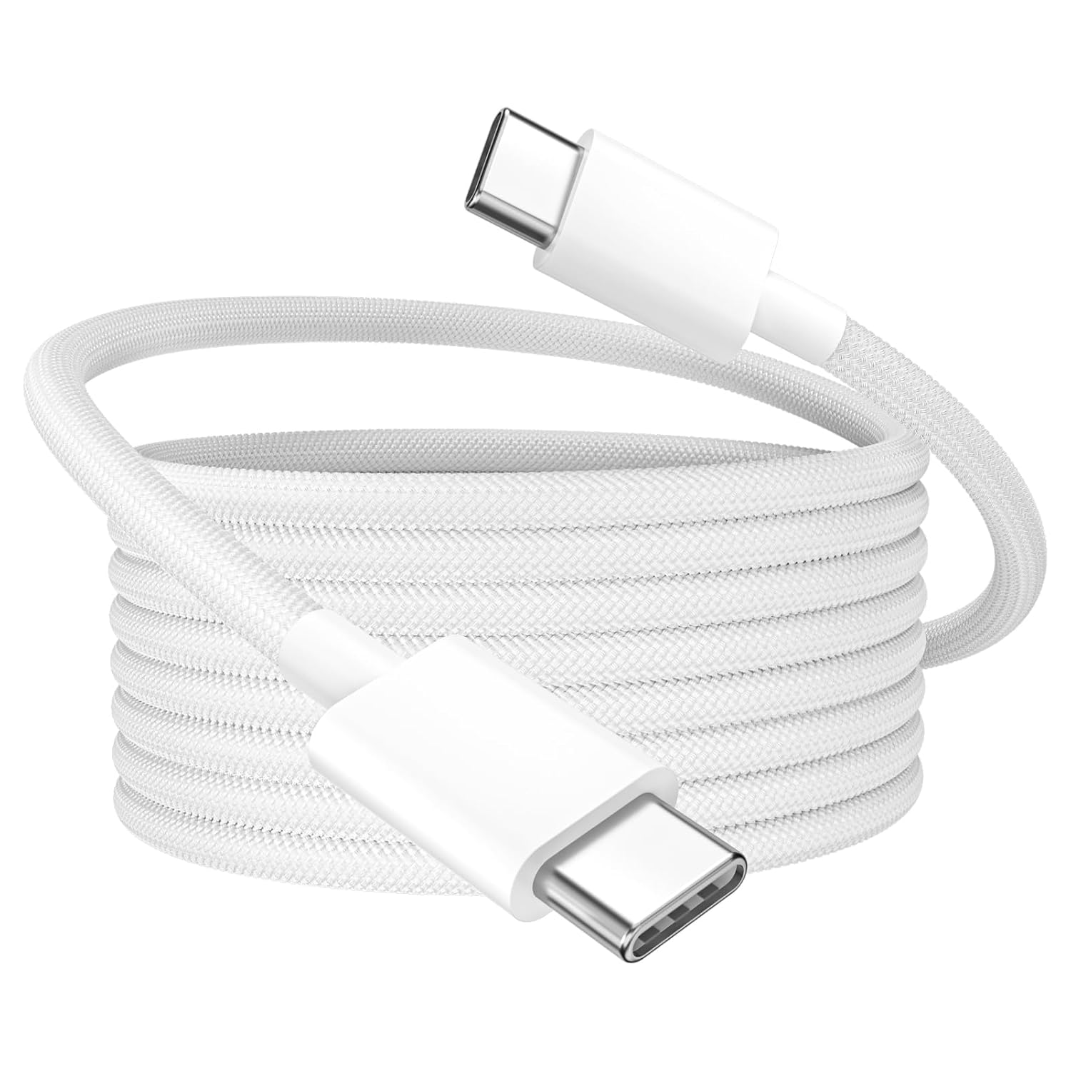 Quntis USB C Cable, 1 Pack 60W USB C to USB C Fast Charging Cable Nylon Braided Type C Cable 2M for Iphone 16 15, Ipad Mini 6/Pro 2021/Air 4, Macbook Pro 2020, White image number 2