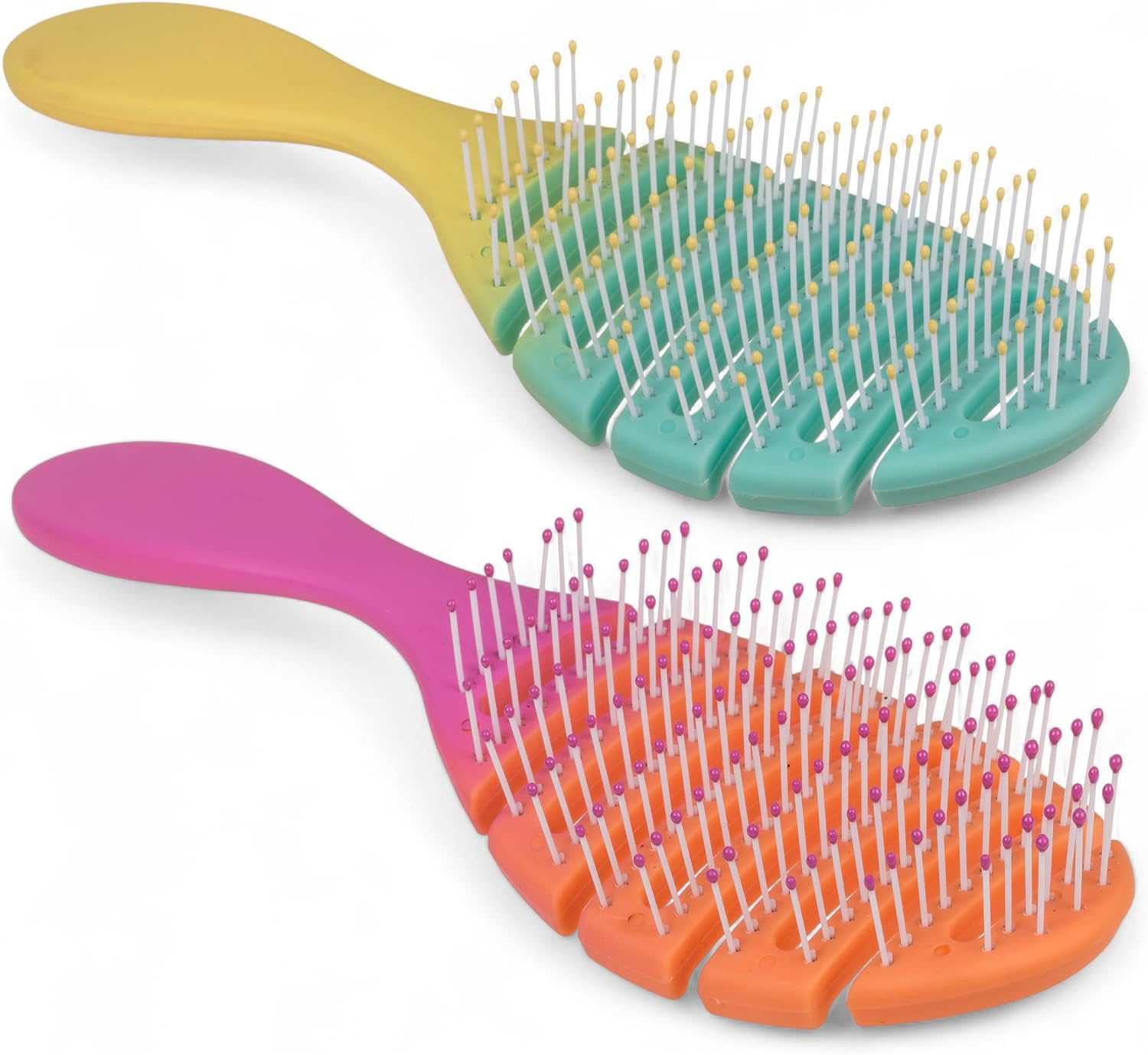 MIJOMA Set of 2 Flexible Hair Brushes - Vented Detangler Design for Quick Blow Drying and Gentle Detangling, Soft Tip Bristles for Scalp, Candy Colours, 22.5 X 7.2 Cm image number 1