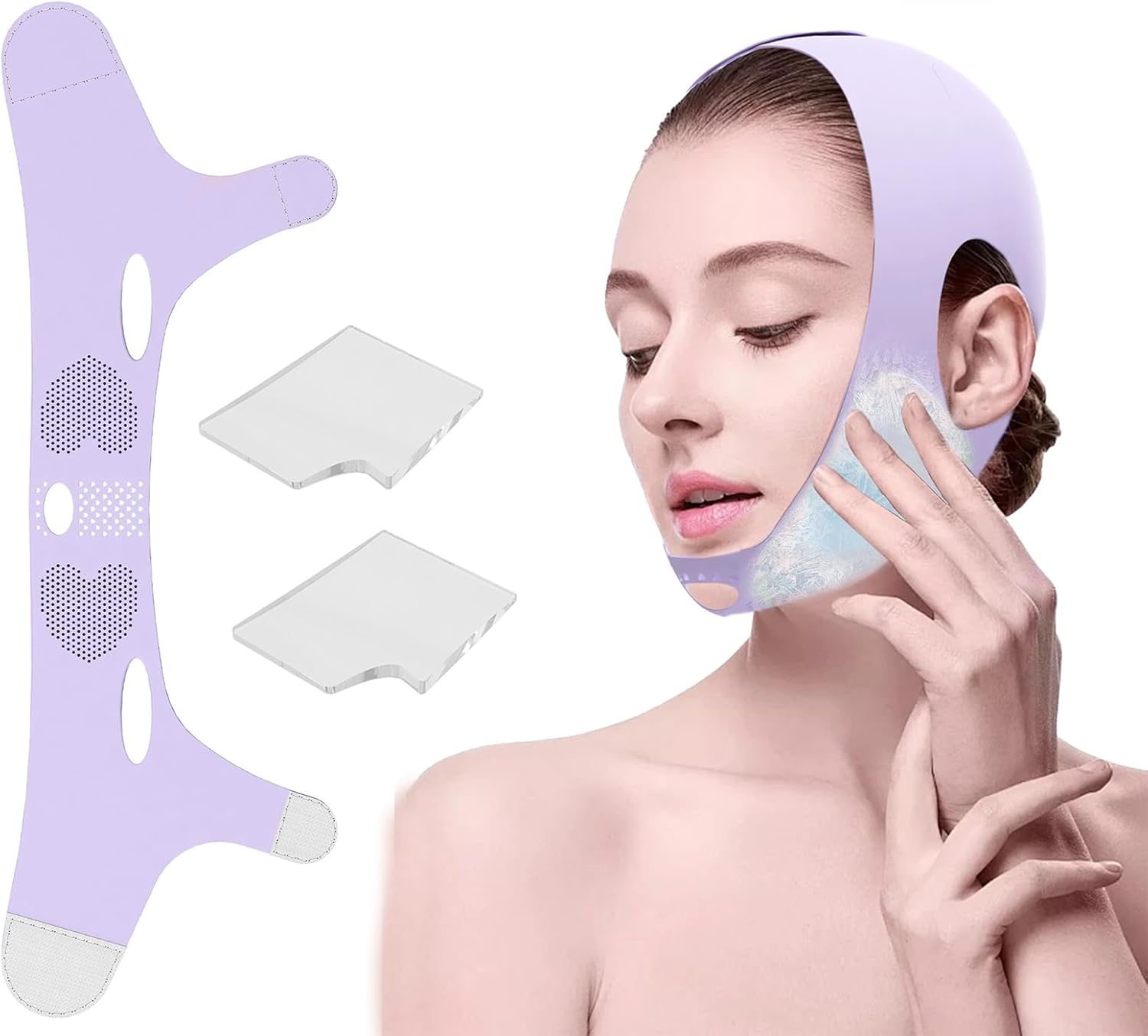 Wisdom Teeth Ice Pack,Face Ice Pack Wrap with 2 Gel Packs,Reusable Hot & Cold Gel Packs,Pain Relief,Wisdom Teeth,Jaw,Head,Adjustable Stretch Wrap Relief for Injuries (Pink)