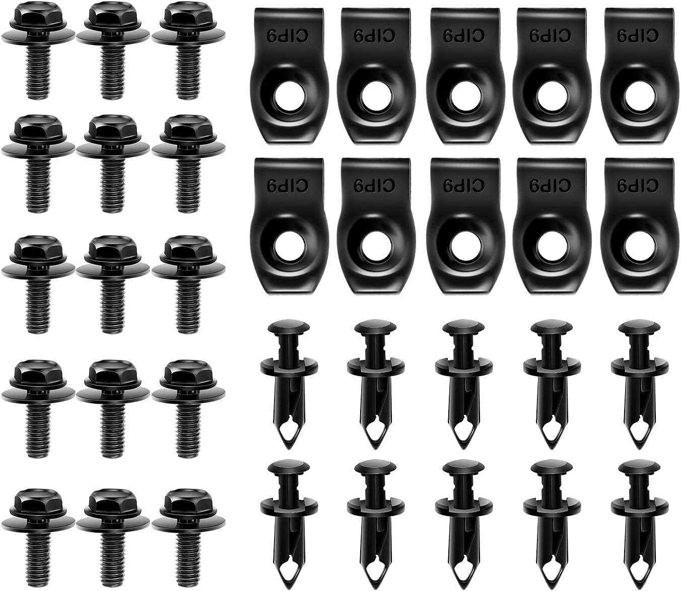 GOOACC GRC-70 35PCS Engine under Cover Splash Shield Guard Body Bolts Bumper Fender Liner Push Retainer Fastener Rivet Clips, Black image number 5