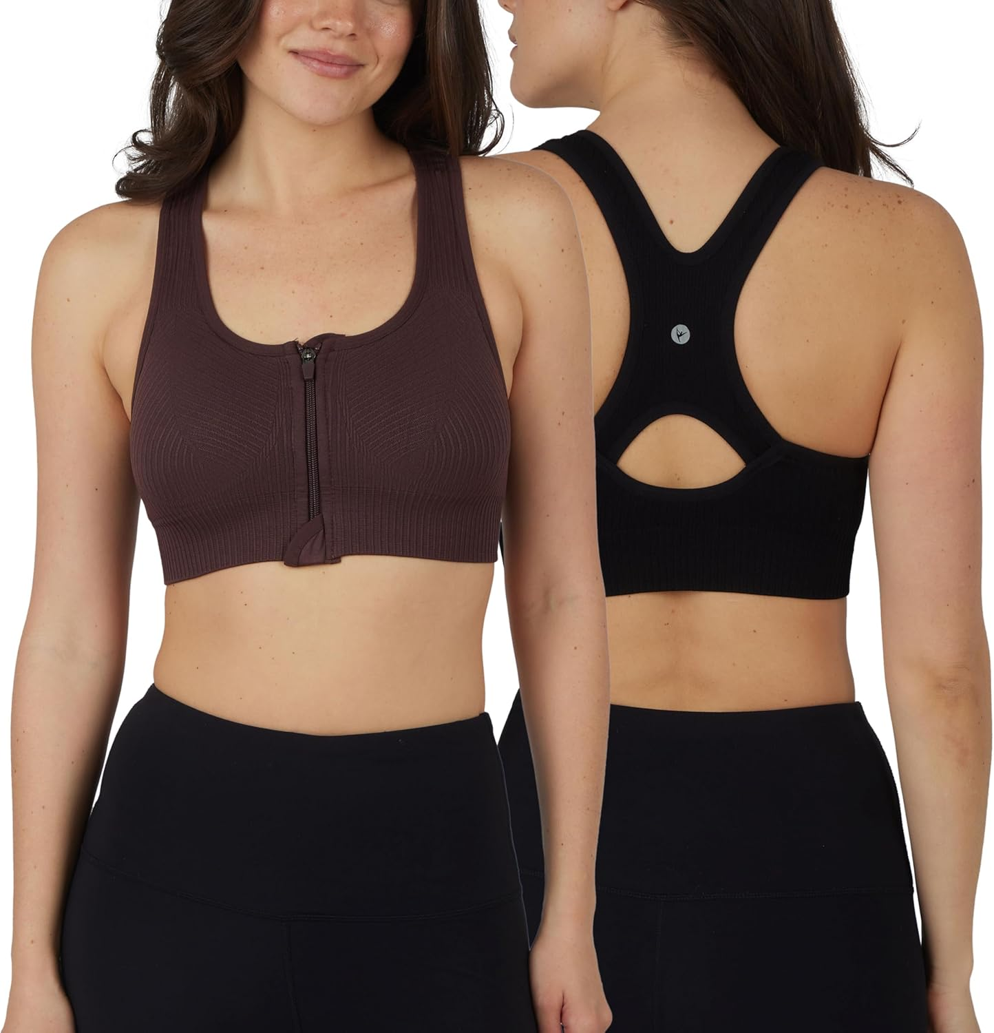 90 Degree by Reflex Women'S 2 Pack Maternity Nursing Bra with Front Zip Seamless Post Surgery Sports Bra