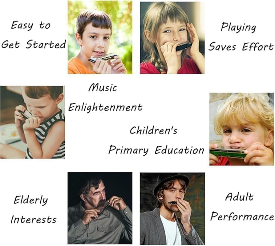 East Top 10 Holes Diatonic Harmonica Key of C, 20 Tones Blues Harp Mouth Organ with Black Cover,Professional & Beginner-Friendly Harmonica for Adults, Musicians, and Students (Pink) image number 5