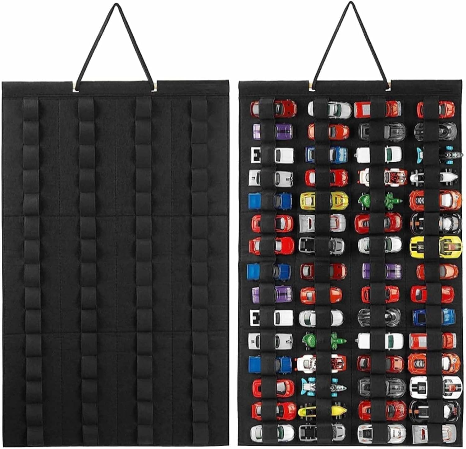 Hanging Storage Organizer for Hot Wheels, XICEN Storage Case Compatible with 60 Toy Cars, Display Case for Wheels Matchbox Cars up 60 (Without Accessories) (Black)