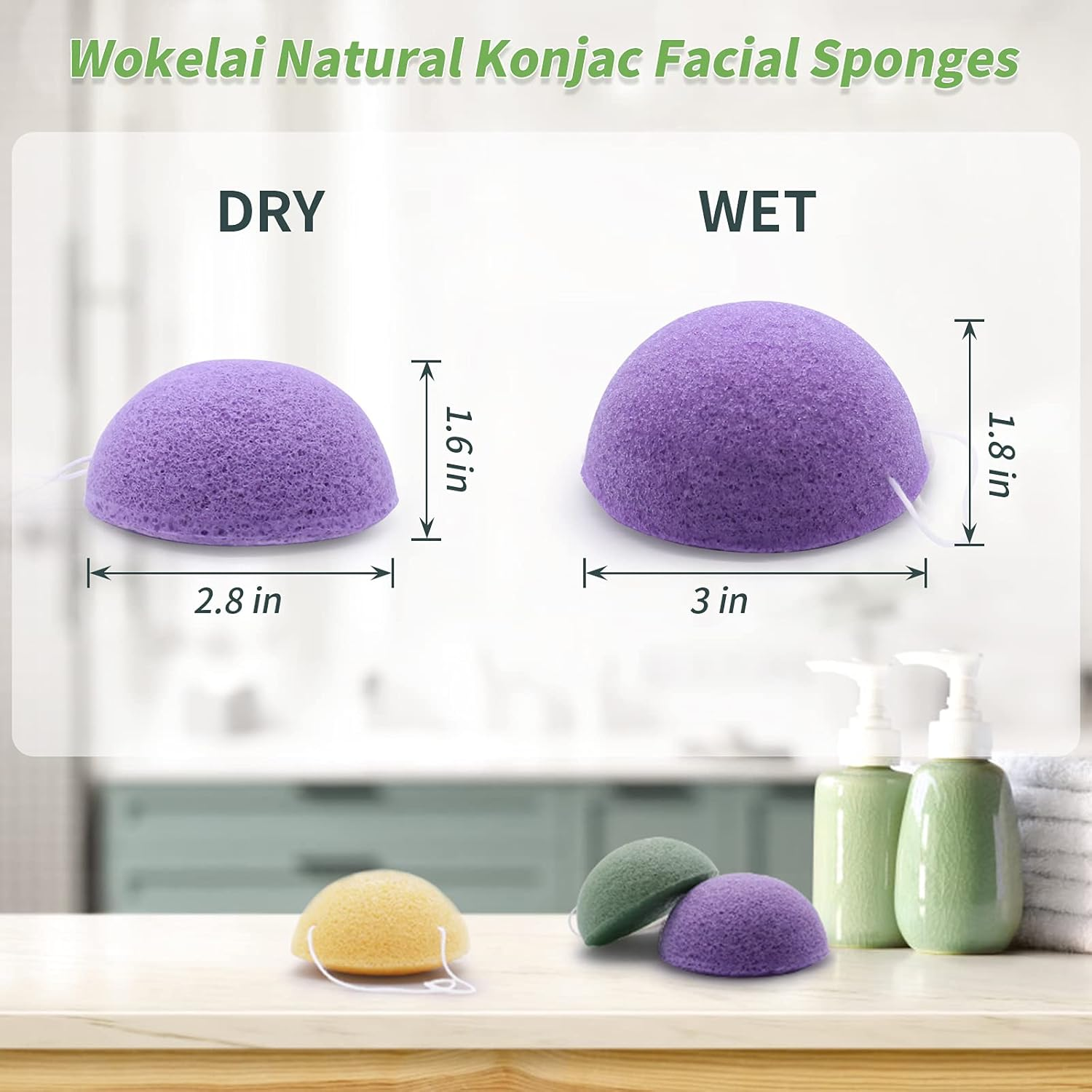 Pack of 6 Natural Konjac Sponge Face Sponge Face Sponges Face Cleanser Face Scrub Face Cleansing Sustainable with Activated Carbon and Aloe Vera for All Skin Types (Multi-Colour) image number 4