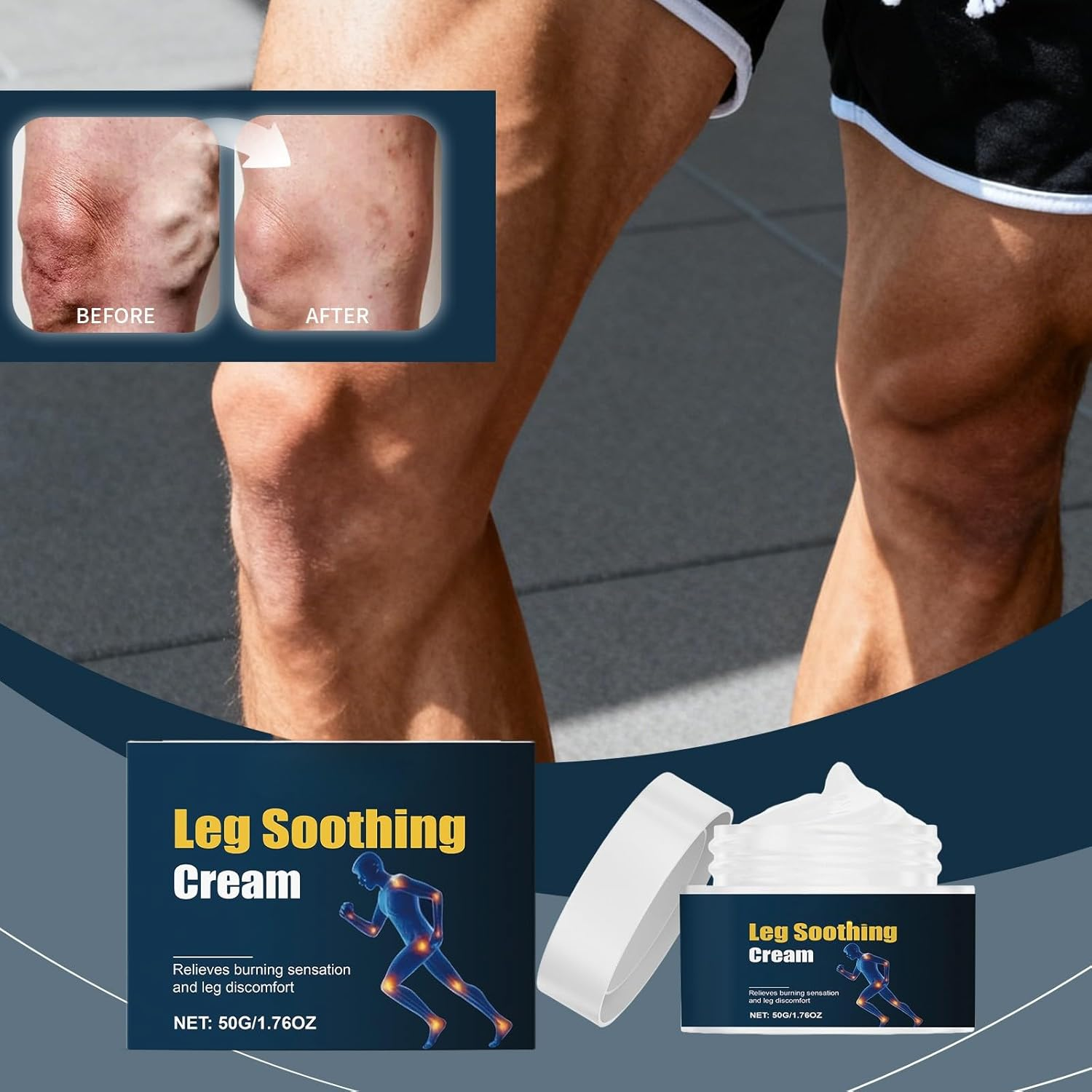 Soothing Leg Cream for Burning Sensation, Heavy & Tired Legs, Relaxing Cooling Gel for Discomfort, Moisturizing Daily Care for Long-Lasting Refreshing Comfort (2Pcs) - 1Pcs image number 6