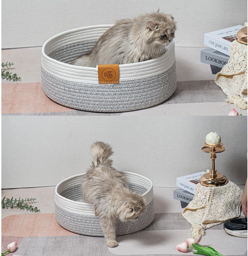 Cat Basket Bed Wicker Scratching Comfortable Woven Kitten Nesting Pad Woven Cat Bed Basket Woven Kitten Basket Cat, B, 40Cm image number 2
