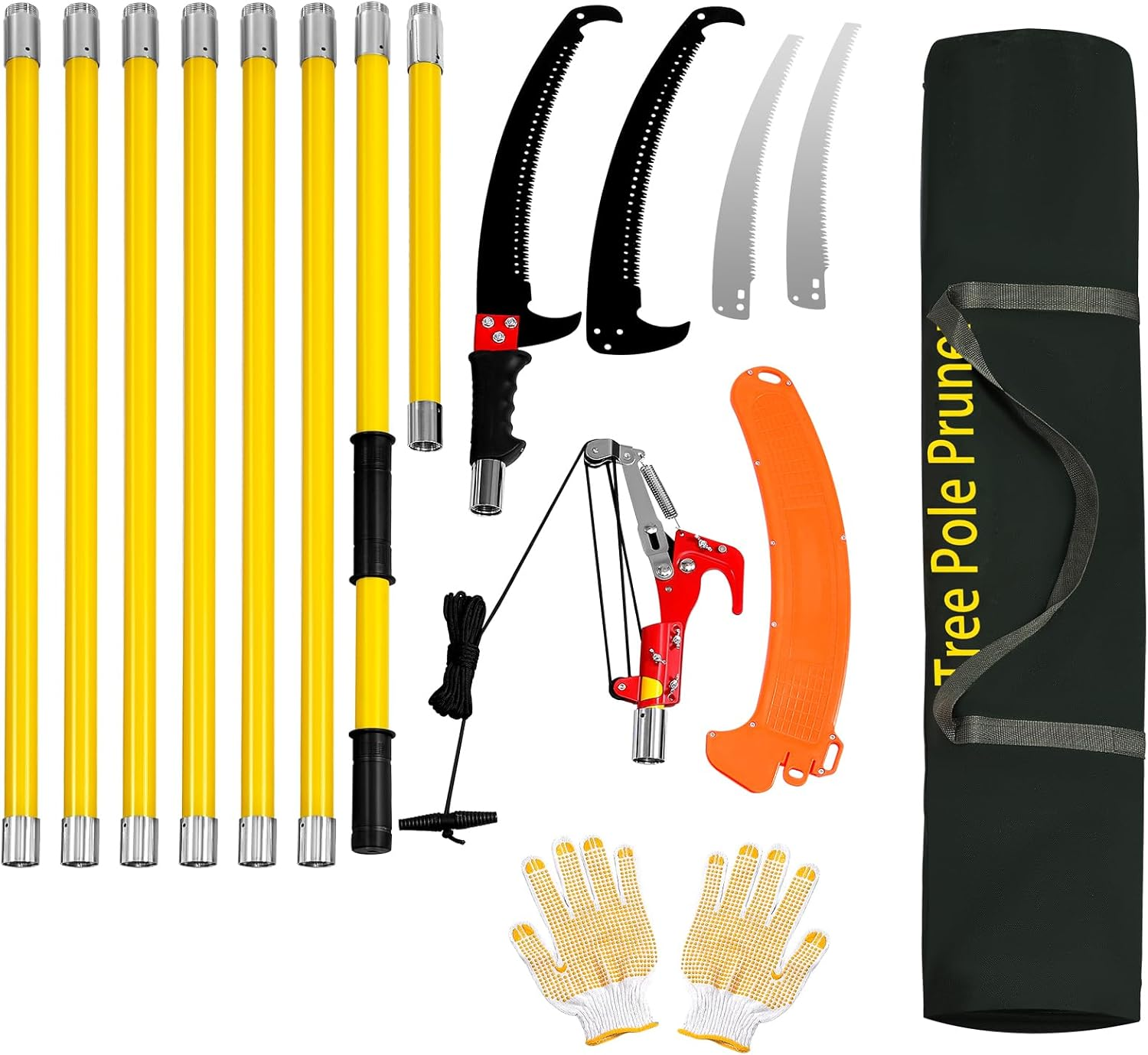 Soiiw Pole Saws for Tree Trimming 7.3-27 Ft, Extendable Tree Trimmers High Branches Trimming, Extension Tree Saw Pole Pruner Garden Tool (With Scissor Head) image number 4