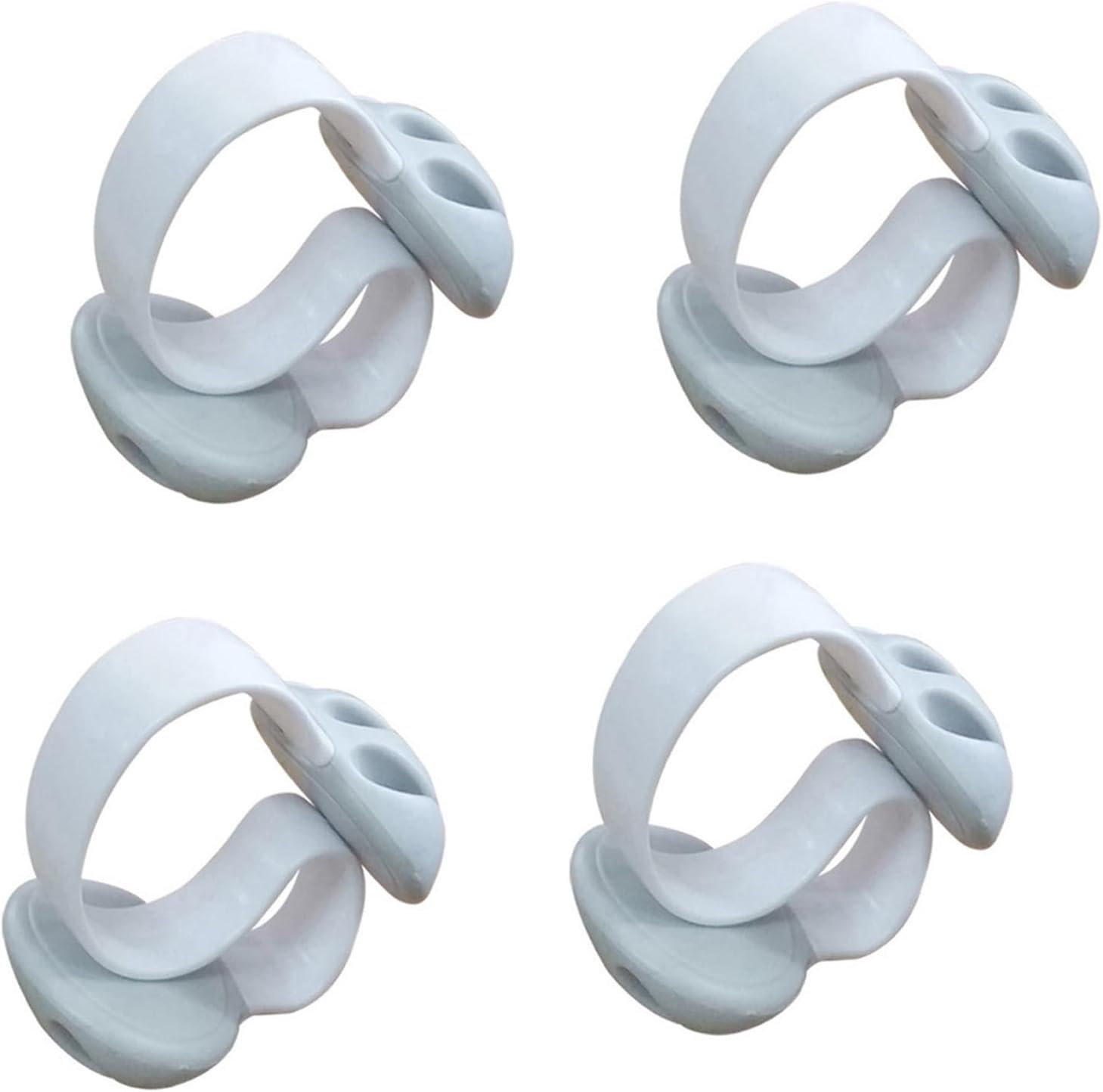 Coralpearl Desk Cable Drop Clips Non-Adhesive, Table Cord Stay Holder Weighted, Small Wire Management Clamp Removable, Silicone Tidy Organizer Keeper for Phone Computer Chargers (4 White)