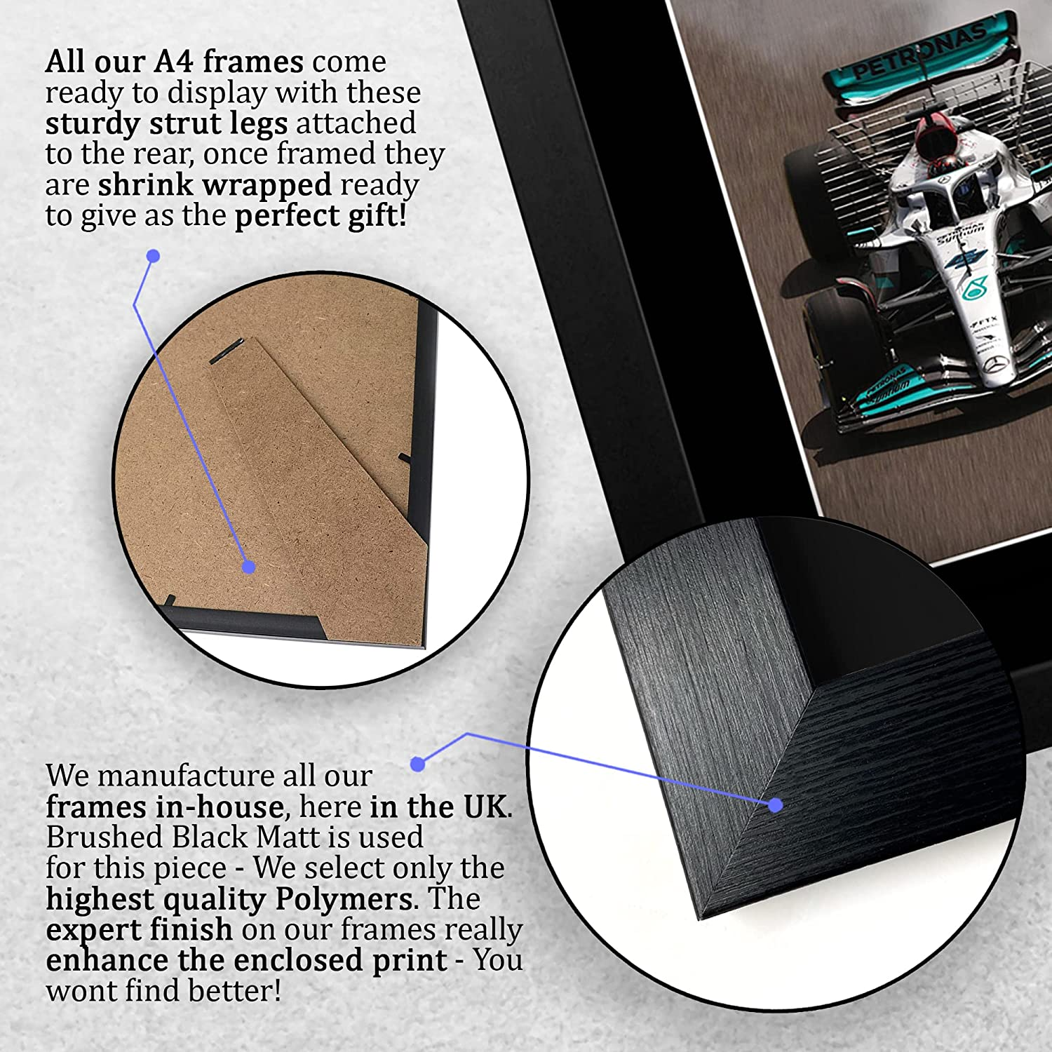 HWC Trading FR A4 George Russell Formula 1 Gifts Printed Signed Autograph Picture for F1 Formula 1 Racing Fans - A4 Framed