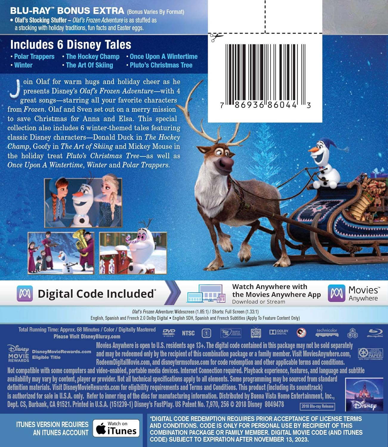 OLAF'S FROZEN ADVENTURE plus 6 DISNEY TALES (EXTENDED HOME VIDEO EDITION) [Blu-Ray] image number 1