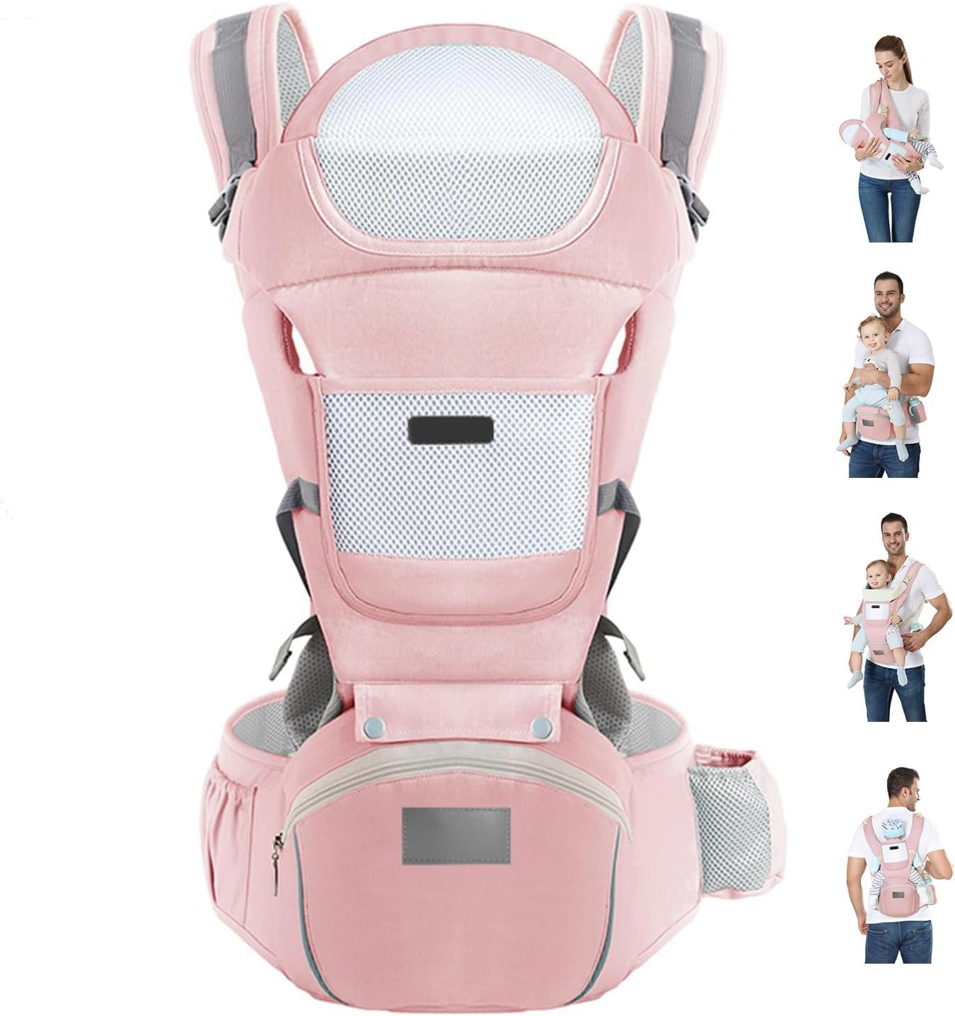 Baby Carrier with Hip Seat, Ergonomic M Position, Newborn to Toddler, Head Support and Breathable Mesh,Adjustable Removable 6- In-1 Baby Baby Sling Carrier (7-45 Lbs) (Darkblue)