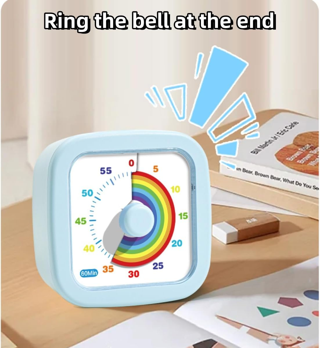 Kids Visual Timer Cute Rainbow - 60 Minute Countdown Timer Time Management for Kids and Adults, Timer for Cooking Classroom Meeting (Blue)