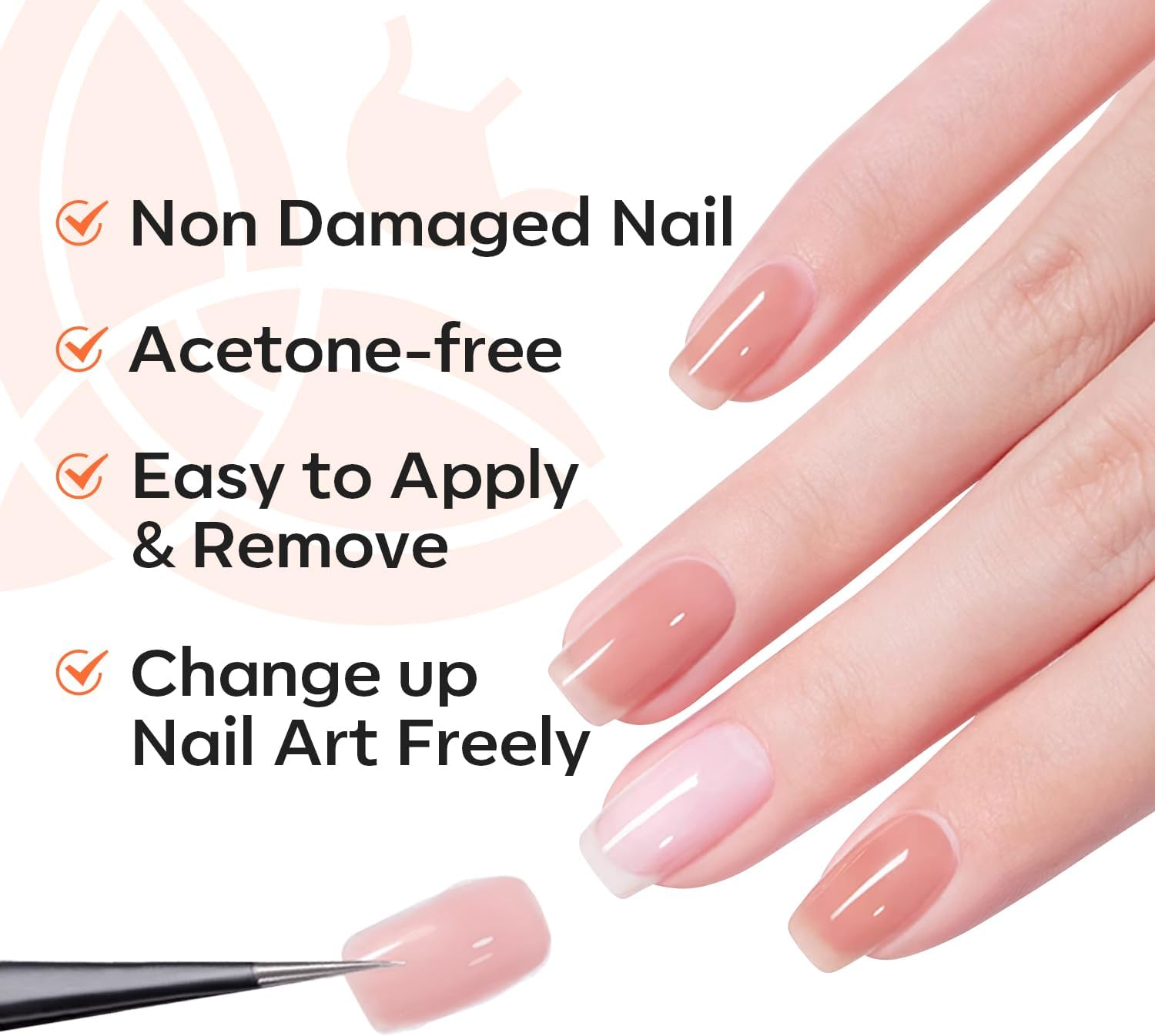 Modelones Non-U V Peel off Gel Base Coat, Quick Dry Peelable Base Coat for Gel Nail Polish Easy Removal Gel Foundation for Beginner Practice Nail Protection without Damage Thin Weak Nails image number 2