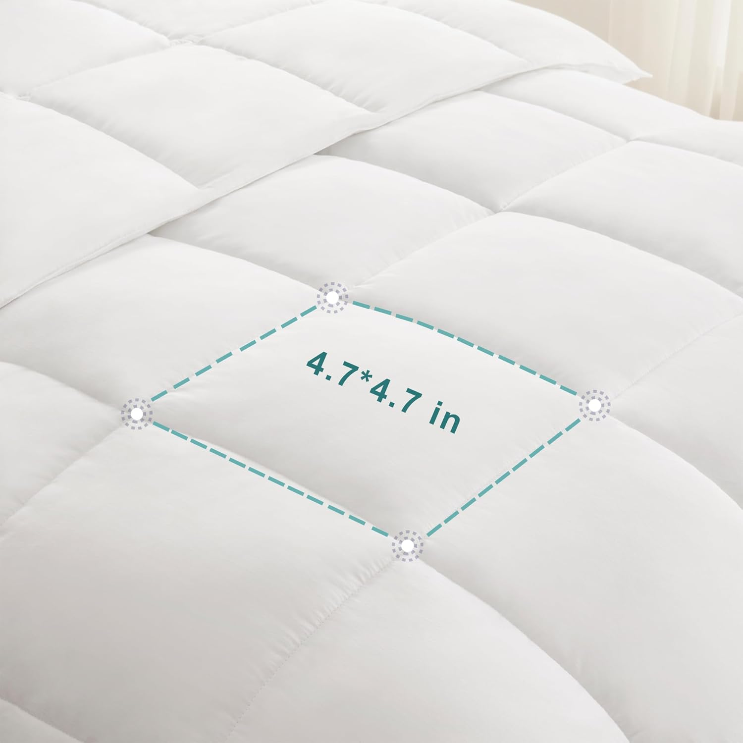 ACCURATEX 100% Cotton Quilt/Comforter/Doona Queen Size,400Gsm Filling Thick Fluffy down Alternative Duvet,White Hotel Bedding Duvet Insert with Corner Tabs,Breathable&Soft (210X210) image number 5