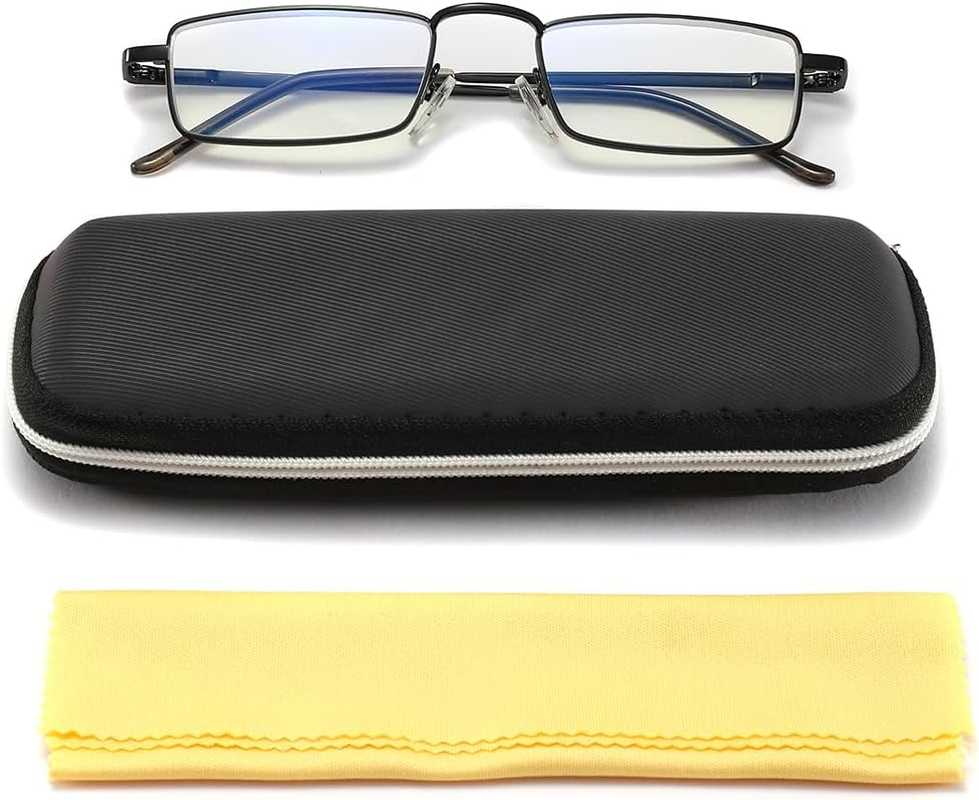 LANLANG Reading Glasses for Men Women, Blue Light Blocking Glasses, Spring Hinge, Metal, anti Eyestrain, Black, Gold, Lightweight, ME-002 image number 2