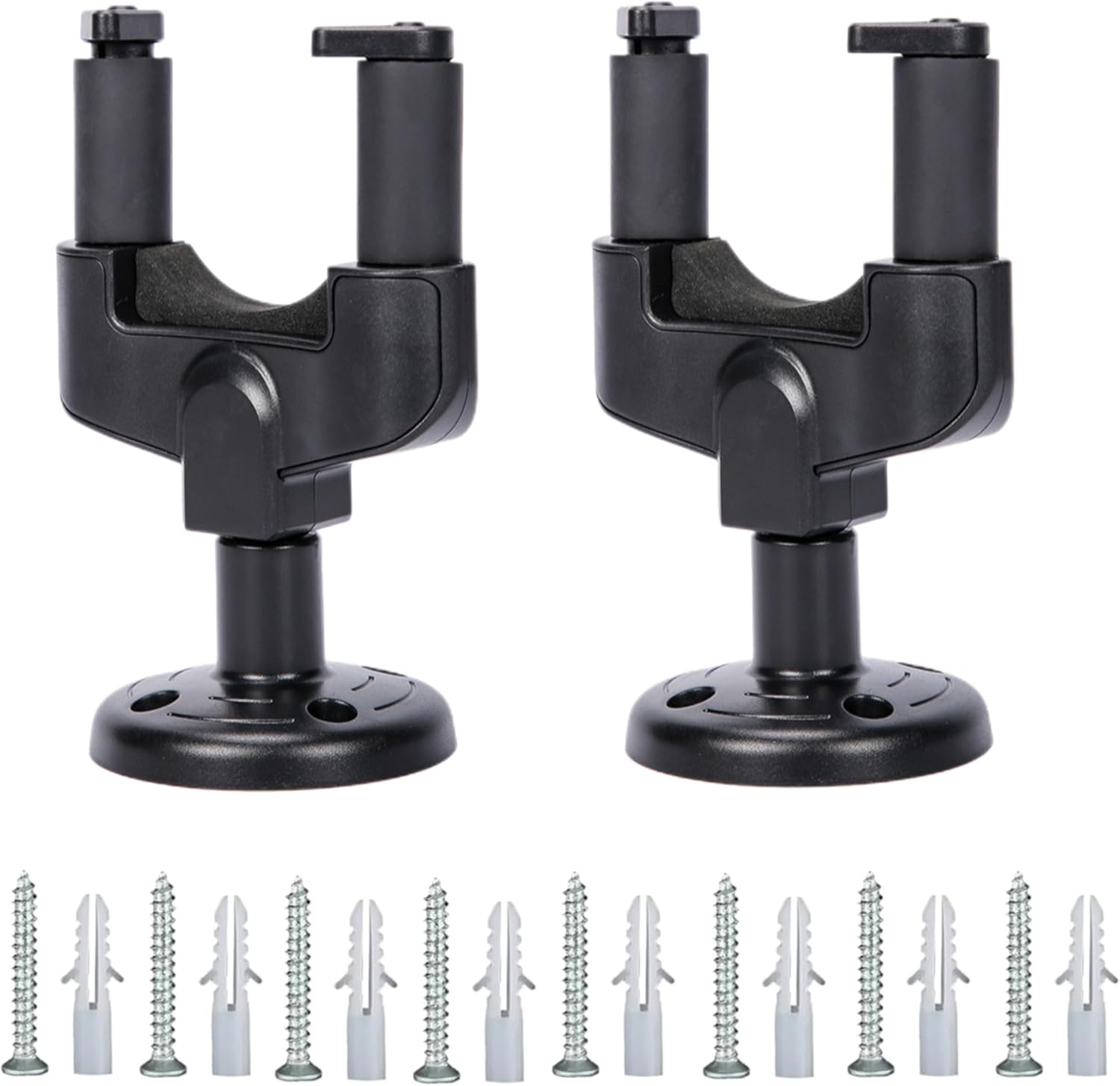 2 Pack Guitar Wall Stands, Universal Guitar Hanger, Auto Lock U-Shaped Guitar Wall Hanger, ABS Plastic, Black, Modern Style, 4 Hooks, Wall Mount, Concrete, Wood image number 4