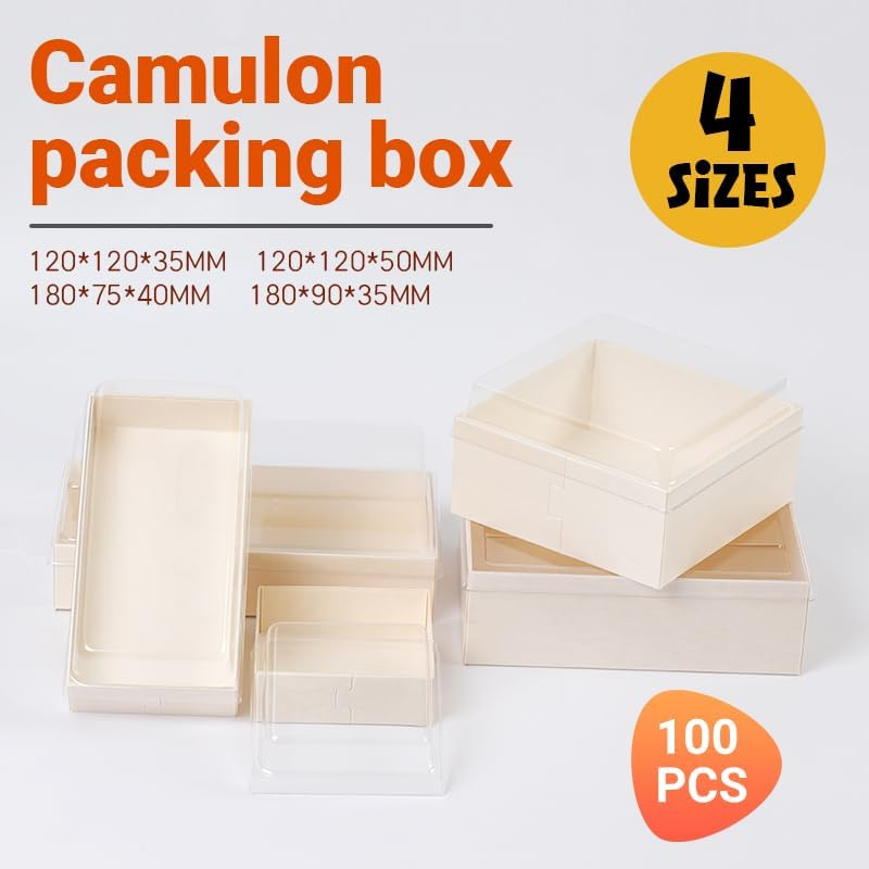 100X Clear Window Display Camulon Square Disposable Cake Takeaway Wooden Boxes, Perfect for Parties and Cake Sales image number 4