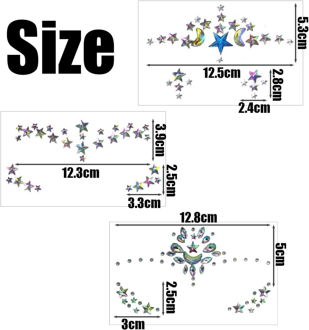 3 Rhinestone Stains, Face Decorations, Shiny Face Stains, Suitable for Parties, Costume Dances and Stage Performances image number 5