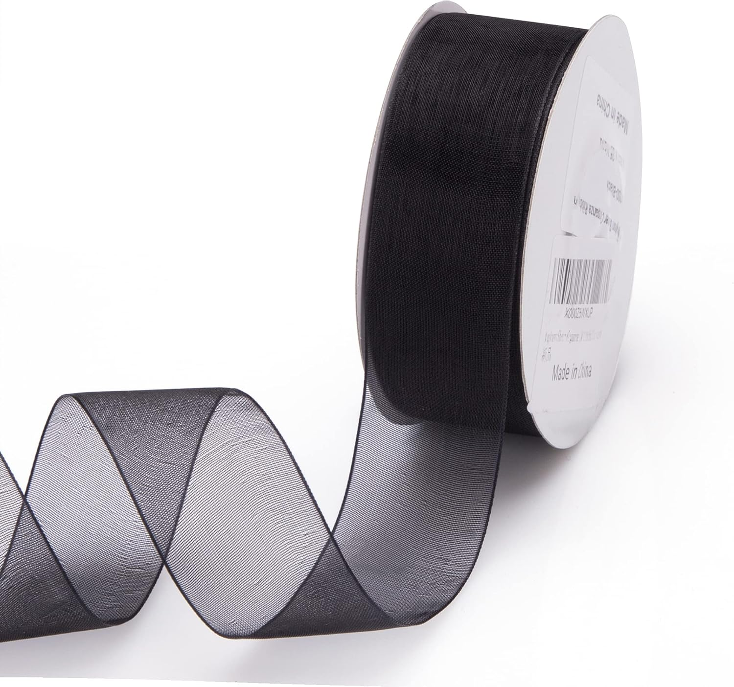 Sheer Organza Wired Ribbon Spool 1 Inch X 25 Yards, Great for Sewing, Gift Wrapping, Hair Bows, Flower Arranging, Home Decorating, Black (1Inchx25Yard, Black)