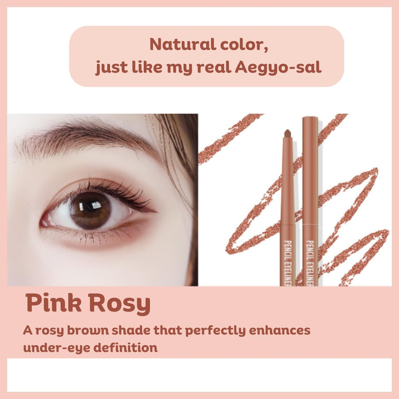 [Thebom] Aegyosal Eyeliner Under-Eye Enhancing Pencil Highlighter Eye Makeup Korean Beauty (Pink Rosy+Salmon Pink) image number 5