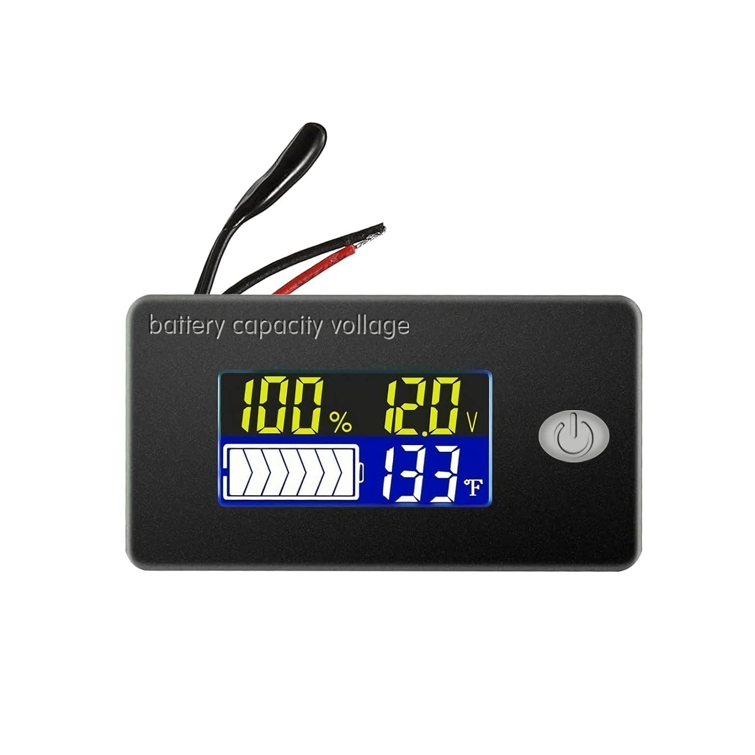 Kivner 12V/24V/36V/48V/60V/72V Battery Monitor Tester - Voltage, Capacity, Temperature Display - Lead Acid, Lithium, Lifepo4 Batteries - Cars, Marine, RV
