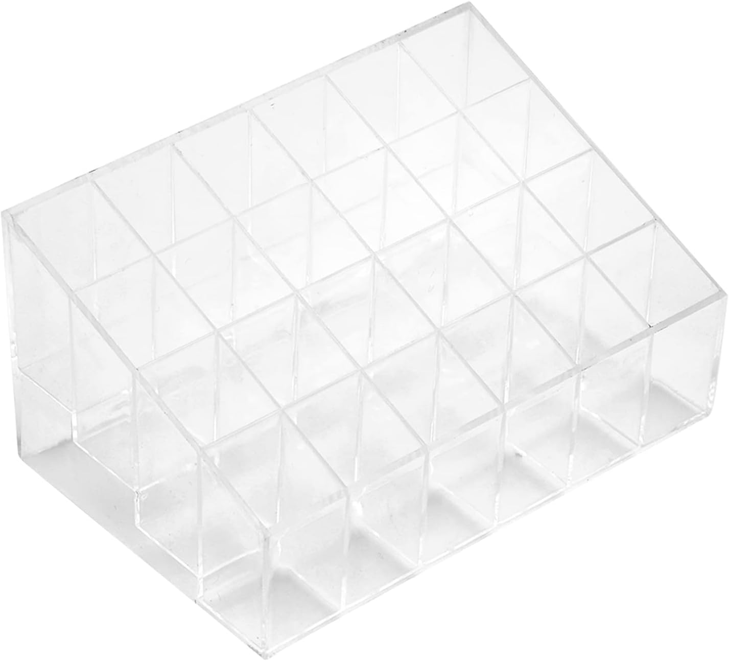 24-Grid Transparent Lipstick Nail Polish Holder Stand, Premium Plastic Makeup Storage Box with Trapezoid Design for Home, Cosmetics Store image number 5