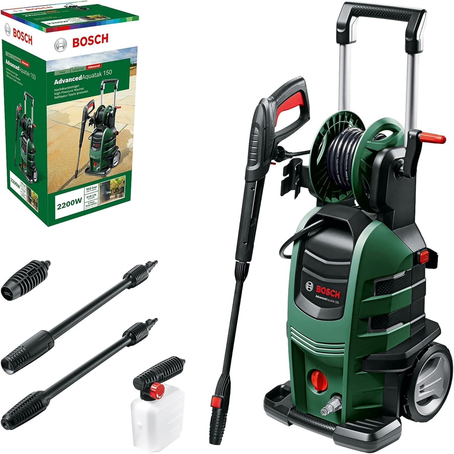 Bosch 2200W Electric High Pressure Washer Cleaner 2175 PSI, Induction Motor, 4 Cylinder Pump, Rotary & Variable Fan Lance, 8M Hose, Self Priming Capable,On-Board Accessory Storage, Advancedaquatak 150 image number 4