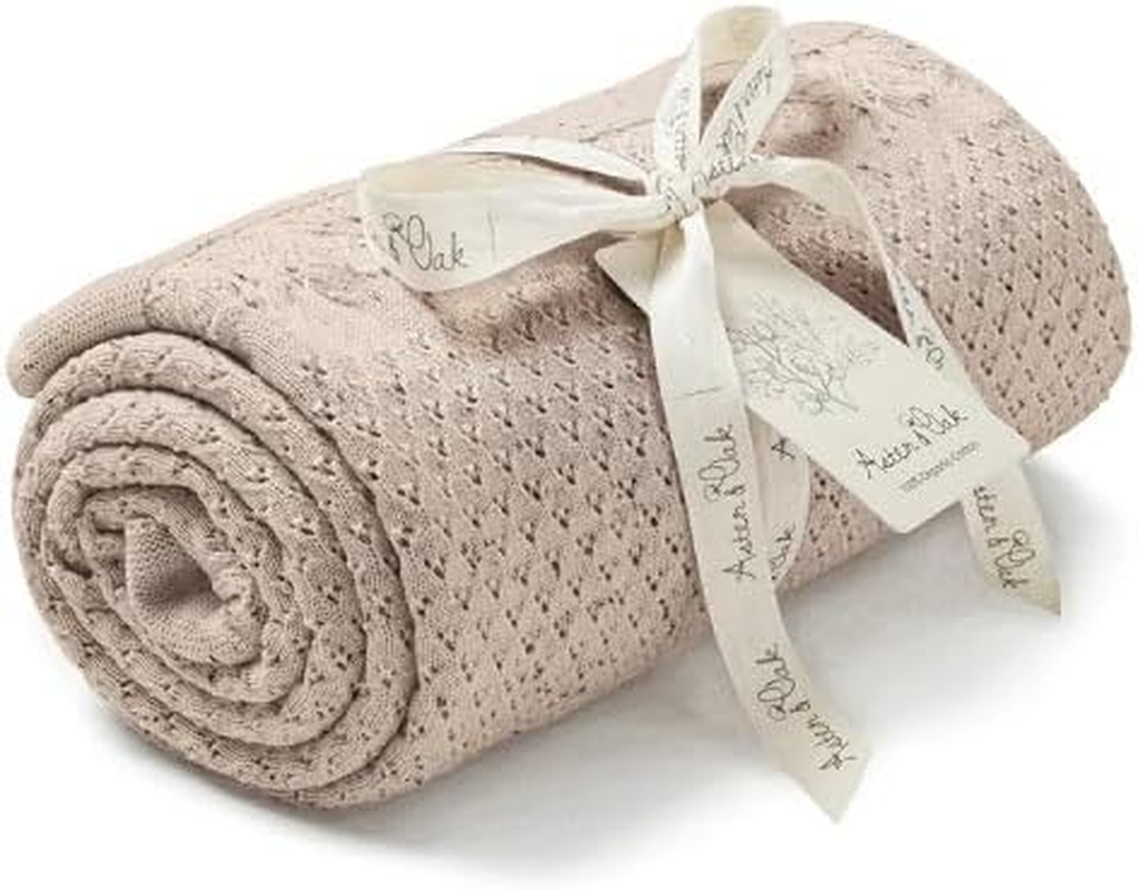 Aster & Oak Unisex Heirloom Knit Blanket, Oatmeal, One Size