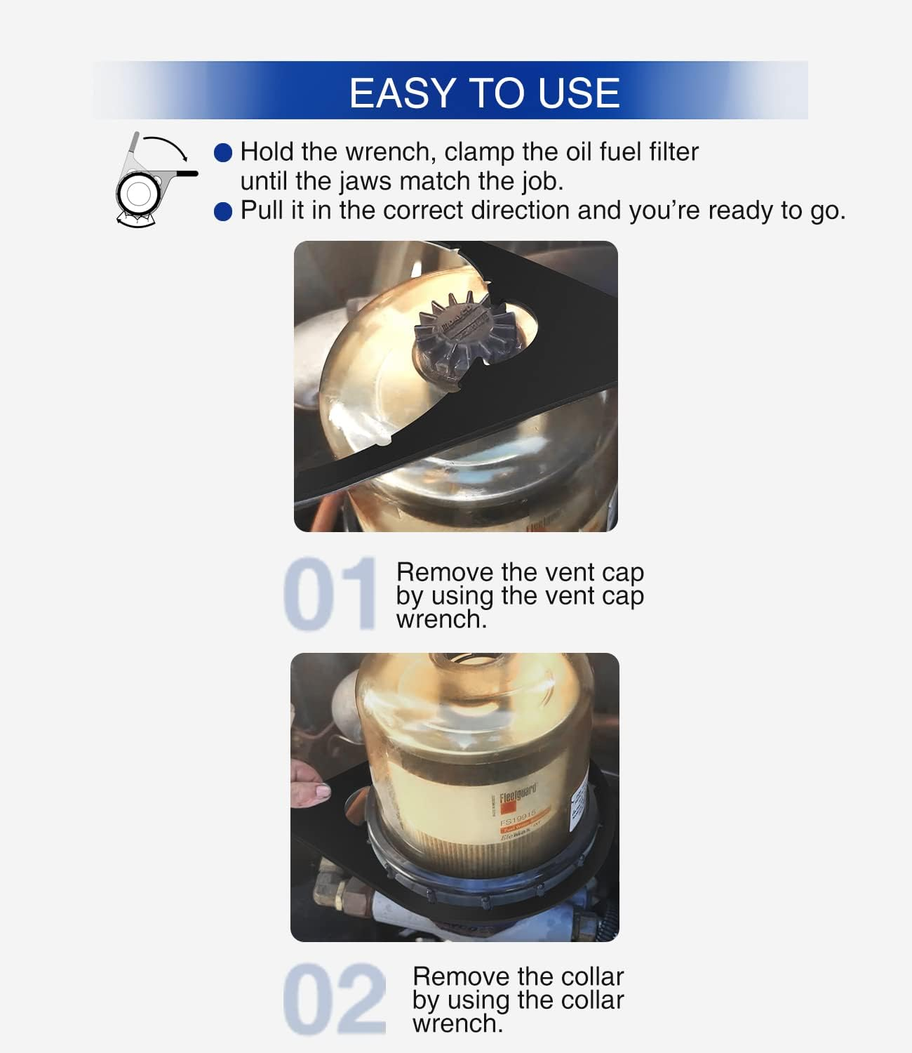 Sixcow Replace for Davco 6&rsquo;&rsquo; ID 380134 382 Colar/Vent Cap Oil Fuel Filter Wrench for Fuel Pro 382, 380, Metal