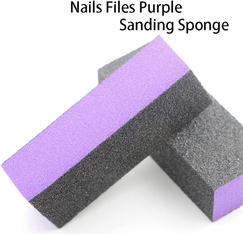 2 Pcs Nail Sanding Buffing Block, 4 Sided Way Nail File Block, Professional Manicure Tool for Grinding and Polishing Nails (Purple) image number 2