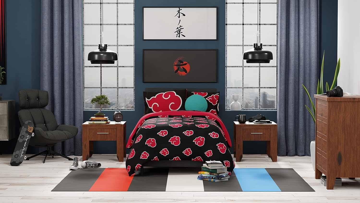 Franco Naruto Akatsuki Anime Bedding Super Soft Microfiber Twin XL Sheet Set, (Official Licensed Naruto Product) image number 2
