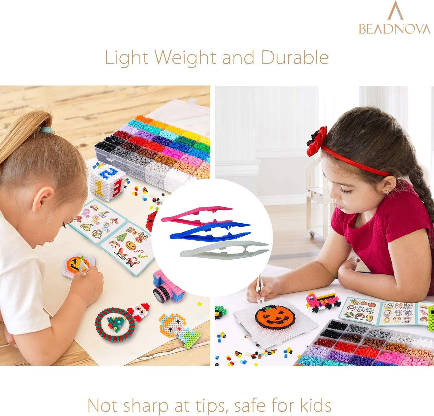 BEADNOVA Bead Tweezers Plastic Forceps Craft Tweezer for DIY Craft Jewelry Making Family School Beading Project (Assorted Colors, 5 Pcs) image number 3