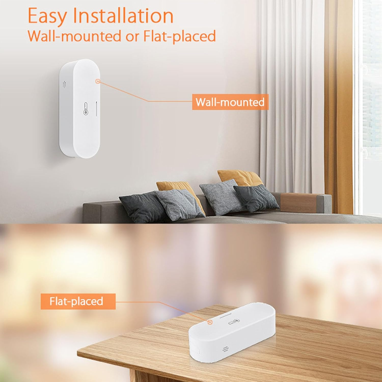 Smart Connectivity Indoor Thermometer Hygrometer Sensor Real Time Monitoring for Smart Home, Durable ABS Material Suitable for Various Occasions image number 6