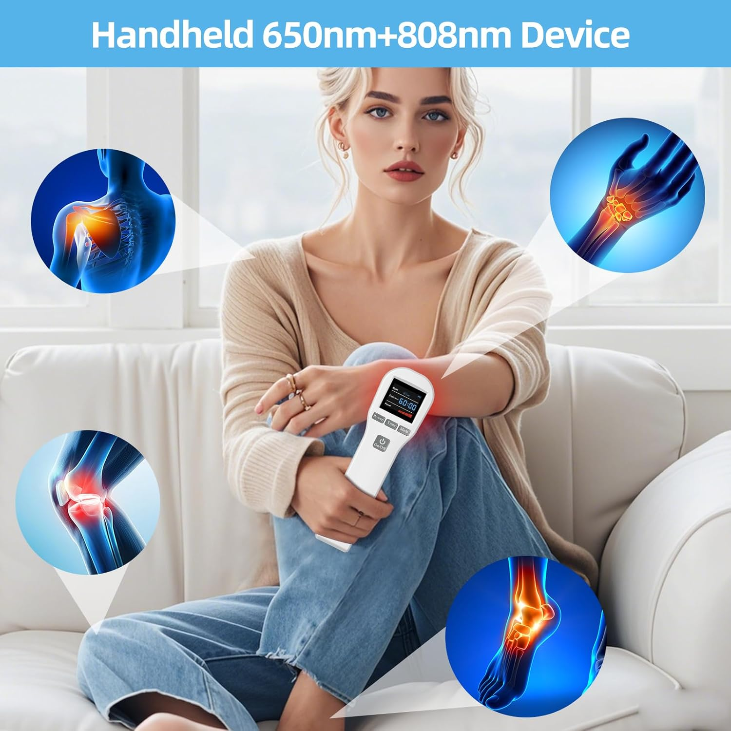 ed ight herapy Device, 16 X 650Nm and 4 X 808Nm, Cold ight herapy Machine , Handheld ed ight Device for ain elief, ear nfrared ight herapy Devices for Pets Dogs Cats Horses at Home image number 2