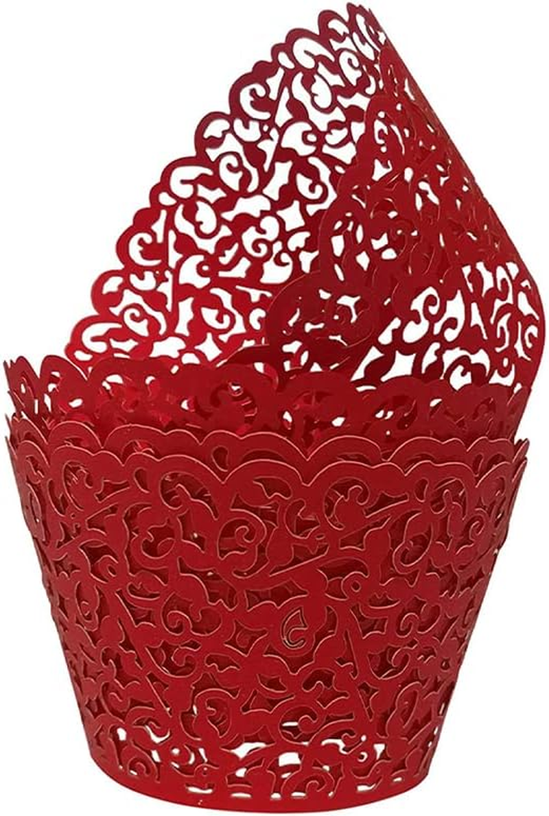 AIMALL 25Pcs Cupcake Wrappers | Artistic Bake Cake Paper Filigree Little Vine Lace Laser Cut Liner Baking Cup Wraps Muffin Casetrays for Wedding Party Birthday Decoration - Light Purple image number 6