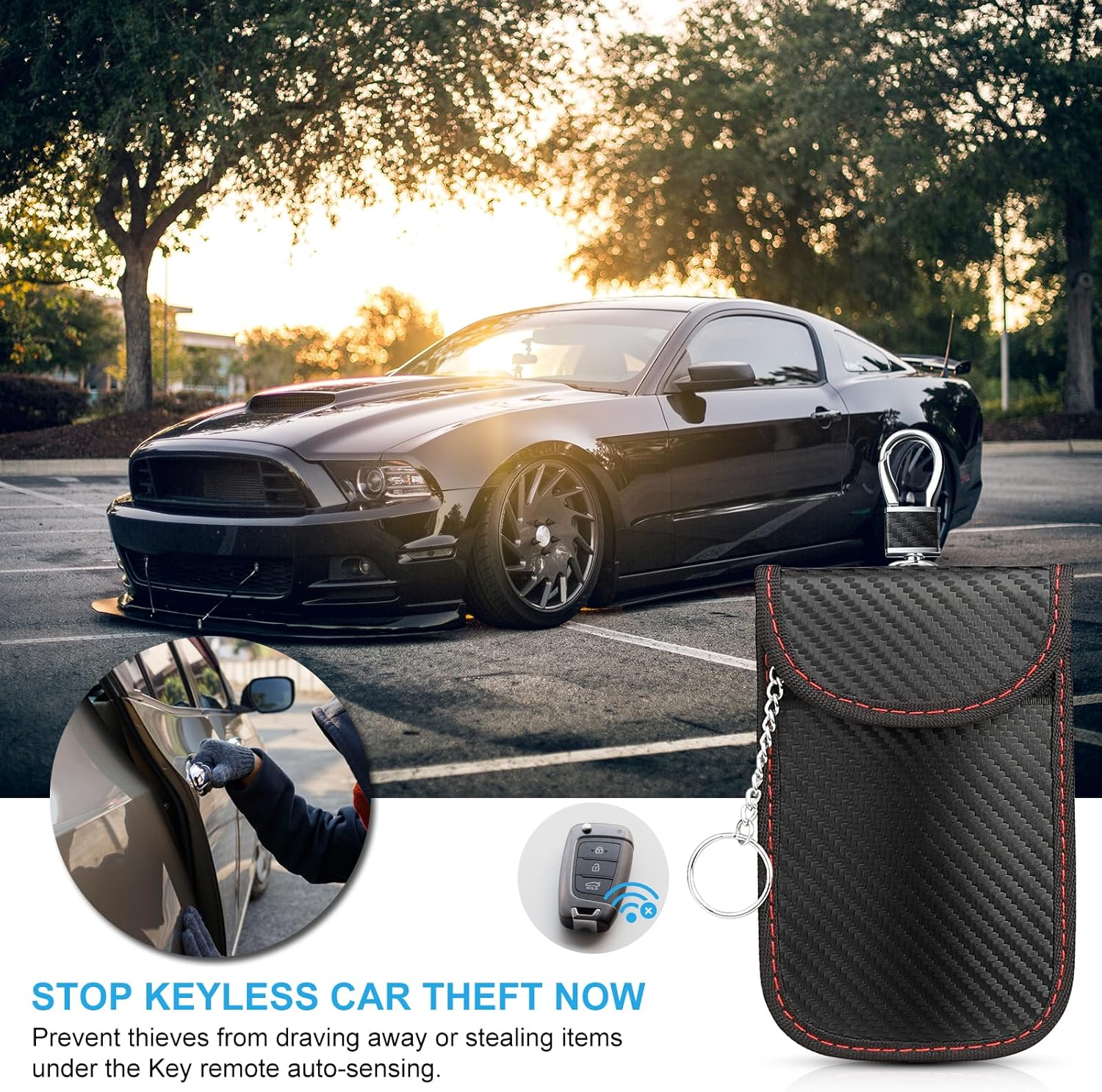 Faraday Pouch for Car Keys, [New Upgrade] Diyife Car Key RFID Signal Blocking Pouch with Keyring, Waterproof Faraday Bag Key Fob Protector, Anti-Theft Keyring Pouch, Remote Entry Keyless-2 Pack image number 6