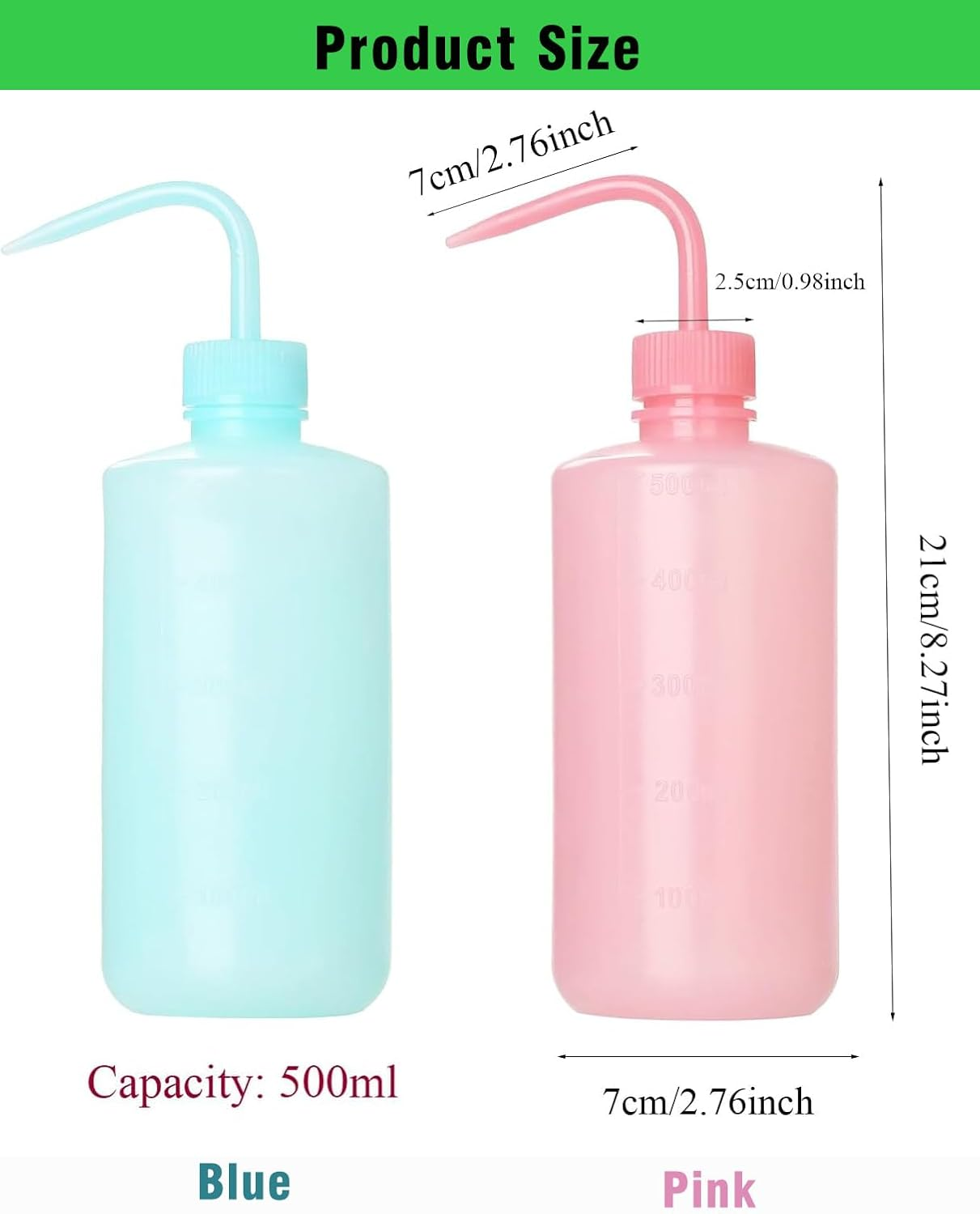 Squeeze Bottle Plant Watering Bottle 500Ml Wash Bottle Squeeze Plastic Small Watering Can for Indoor Plants Succulent Watering Can 2 Pcs (Pink+Blue) image number 5