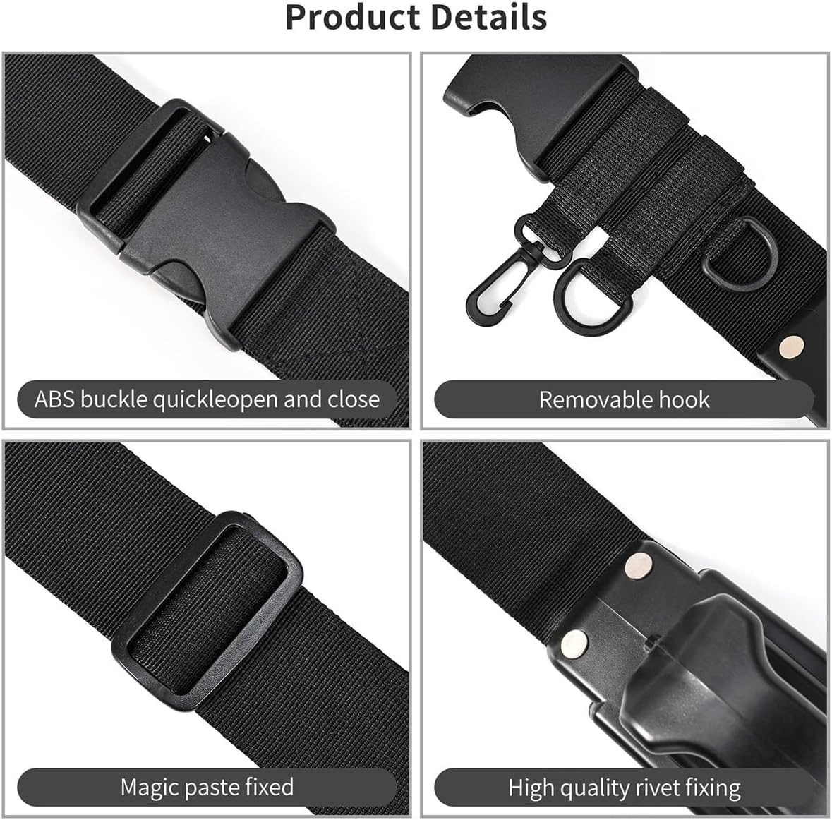 AIMALL Fishing Rod Waist Support Belt, Adjustable 39.3 - 43.3In Strap, Plastic Temporary Pole Inserter, Black Fishing Gear for Anglers image number 4
