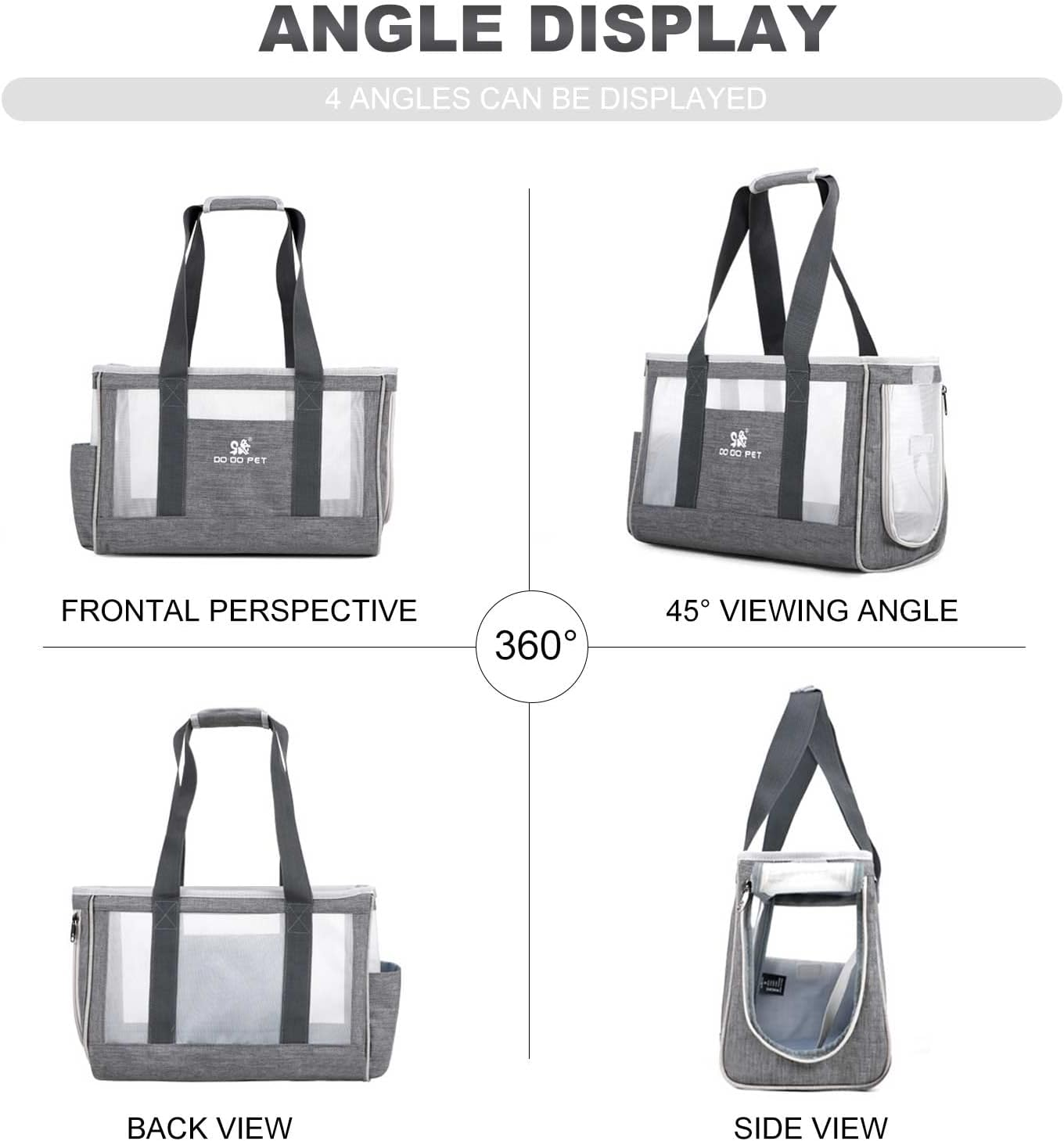 PETCUTE Pet Carry Bag for Dogs and Cats with Removable Mat, Cat Carrier Bag with Side Pockets, Safety Lead, Breathable Carry Bag for Small Dogs, Airline Approved image number 3