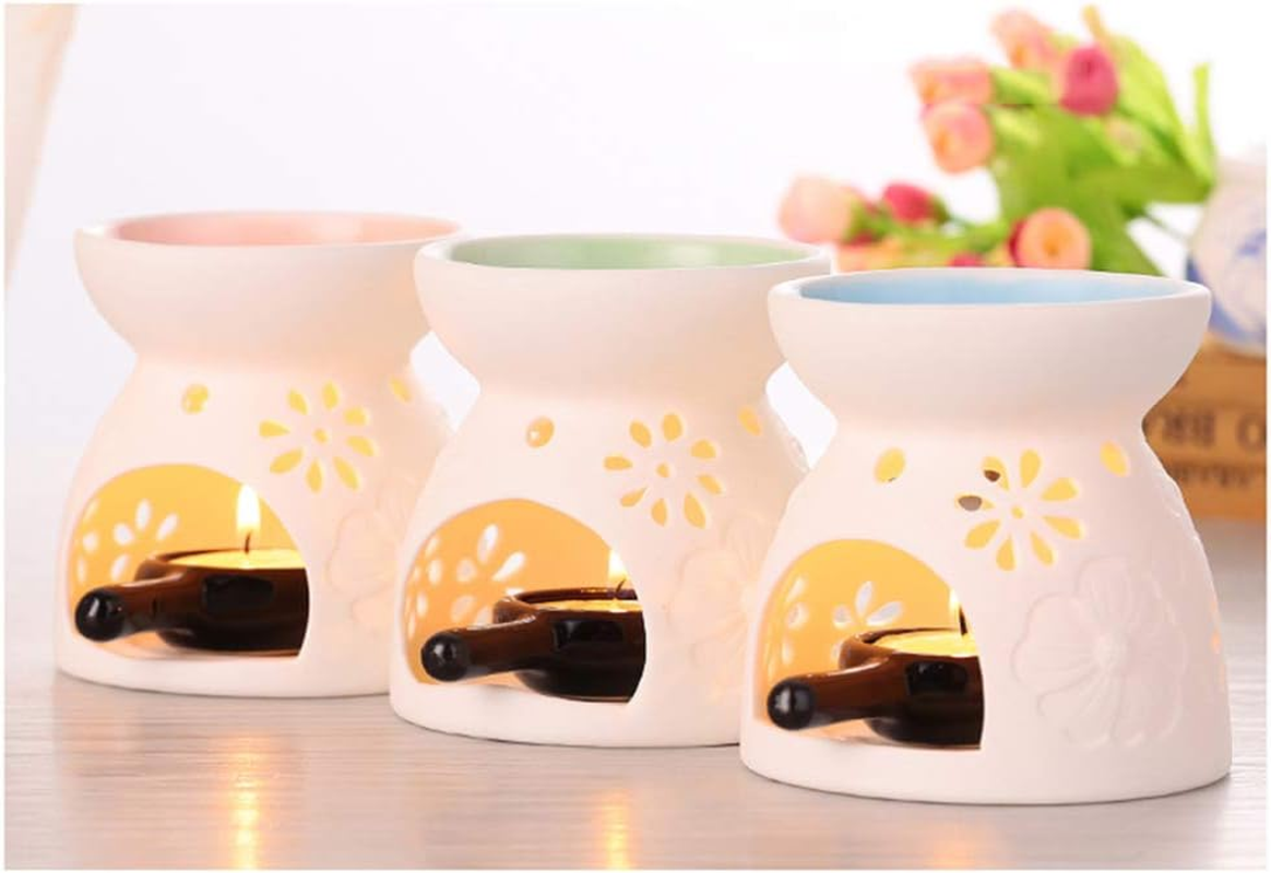 Sculpture Statue Antiques Collectables，Color Aromatherapy Aroma Burner Ceramic Oil Candle Wax Melt Burners Essential Oil Burner,Diffuser Wax Burner Home Bedroom Decor,B-40Ml-Matte