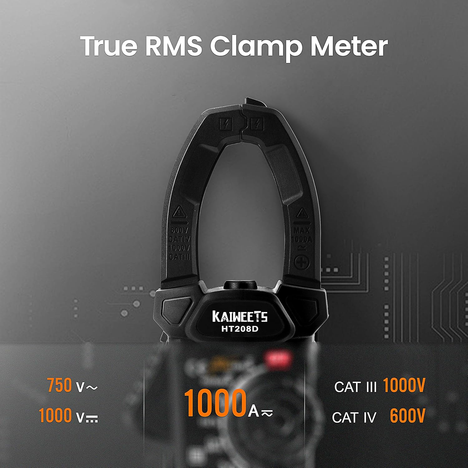 KAIWEETS Inrush Clamp Meter 1000A True RMS AC/DC Current Amp Meter, VFD, LOZ Mode, 6000 Counts, Measures Current Voltage Temperature Capacitance Resistance Diodes Continuity Duty-Cycle (HT208D) image number 4