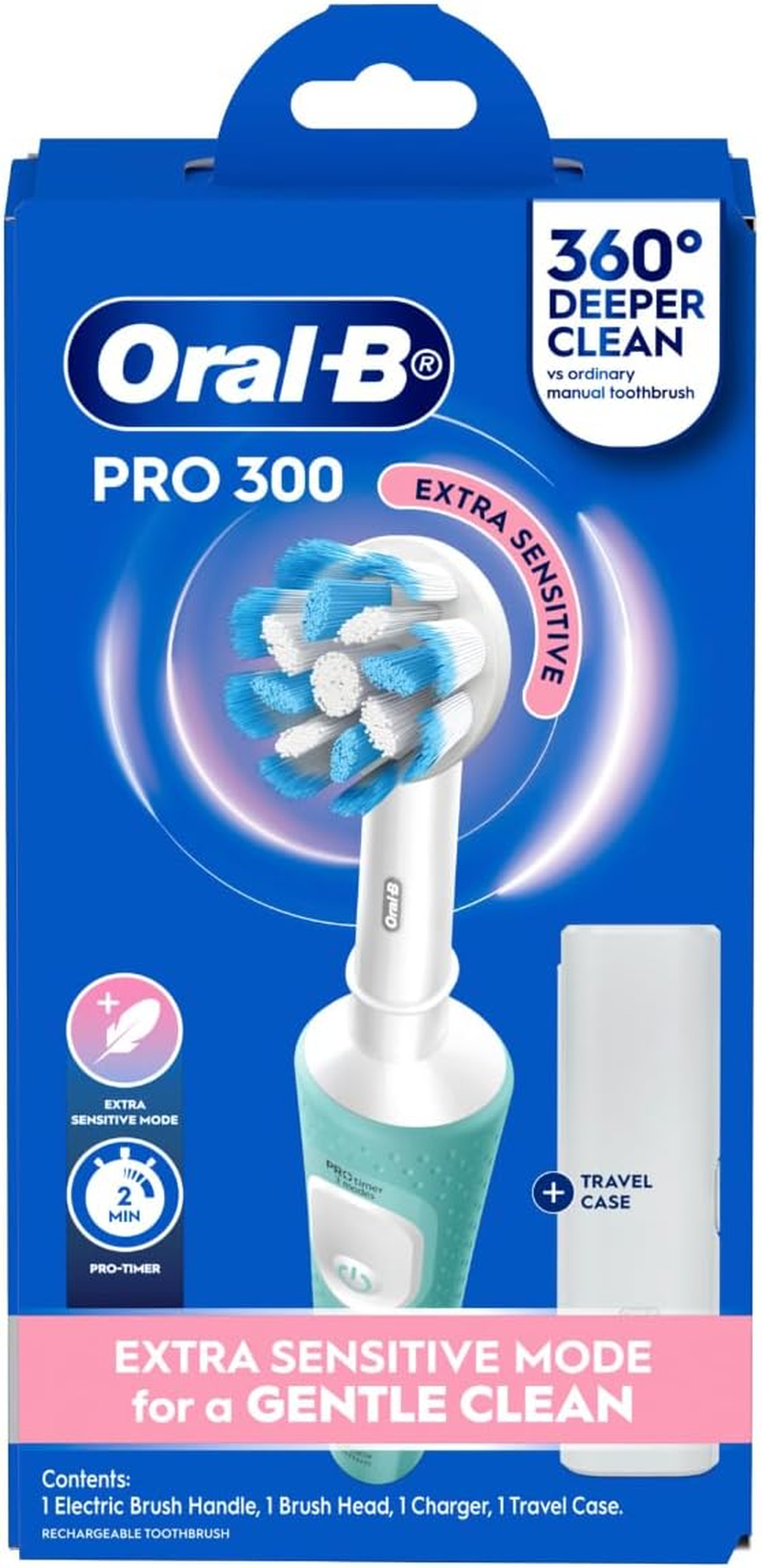 Oral-B Pro 300 Extra Sensitive Clean Electric Toothbrush, Mint Green