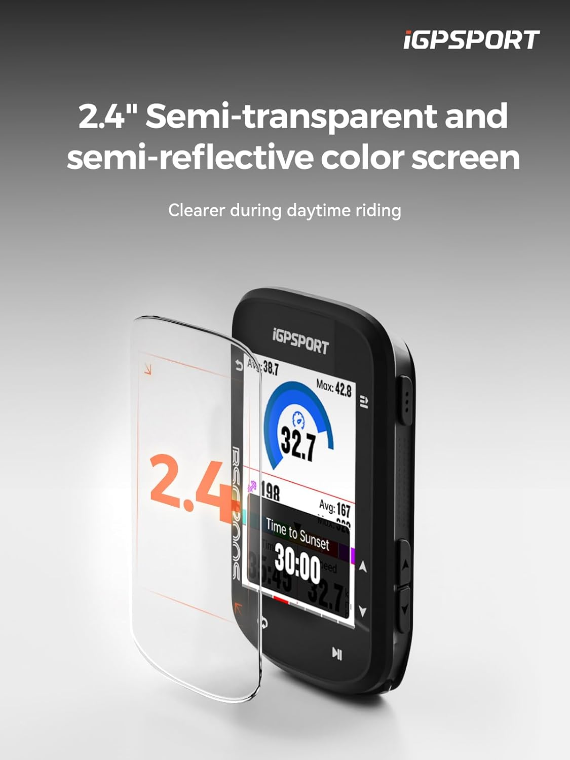 Igpsport BSC200S Bike Computer,Route Navigation,2.4 Inch Colorful Screen,Continuous Ride Logging,Motion Detection,100+Types of Data, Ipx7,Bluetooth 5.0 & Ant+,Intelligent Notification,Strava Sync image number 1