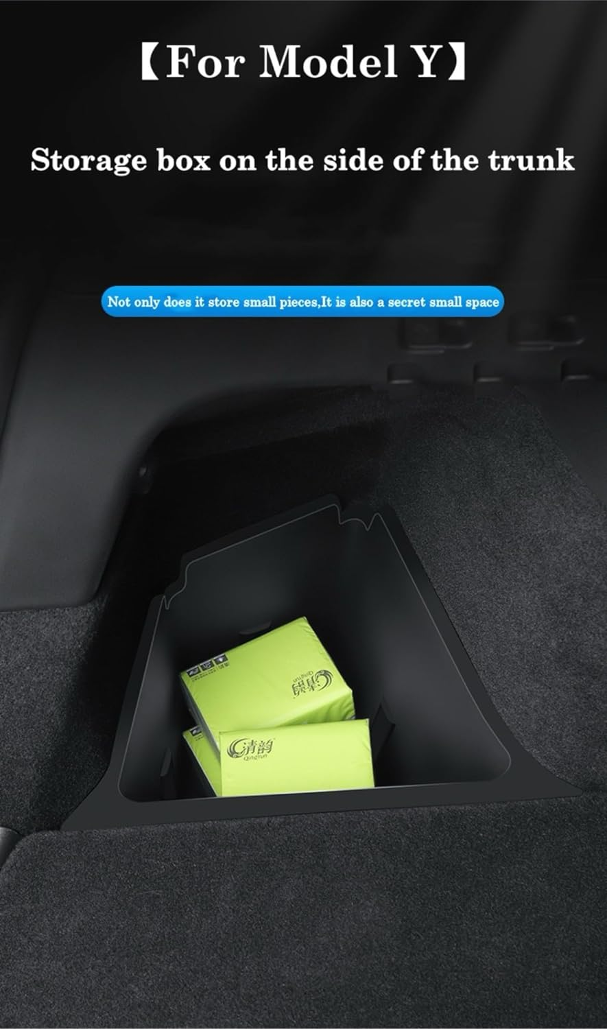 Tesla Model Y Accessory 2024 Australia Rear Trunk/Boot Organizer Storage Boxes with Lids, Side Storage Bins for Tesla Model Y Accessories 2021-2024 High-Quality, Easy Installation.